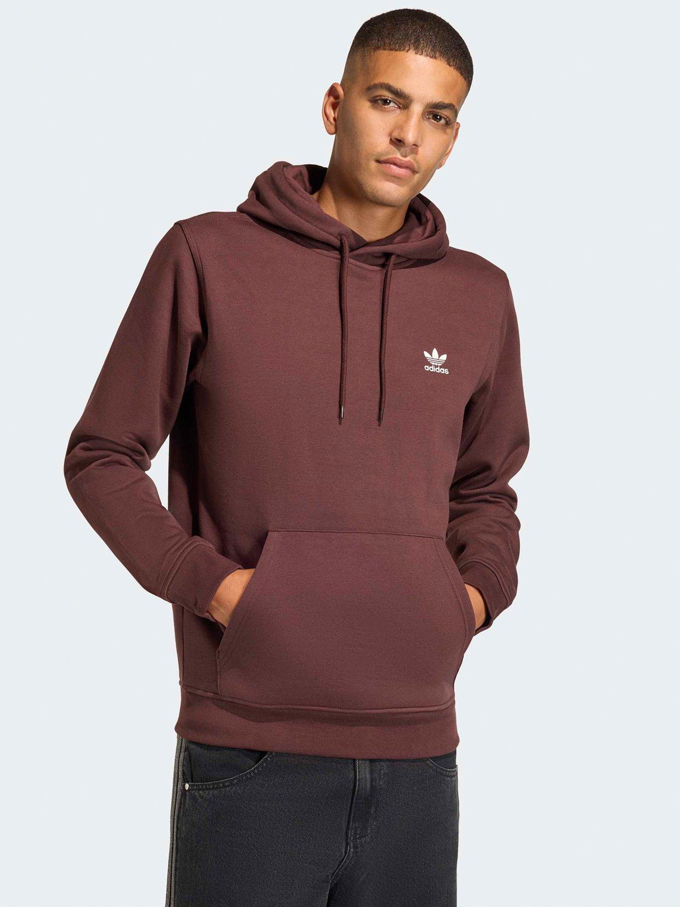  image of adidas-originals-mens-trefoil-essentials-hoody-brown