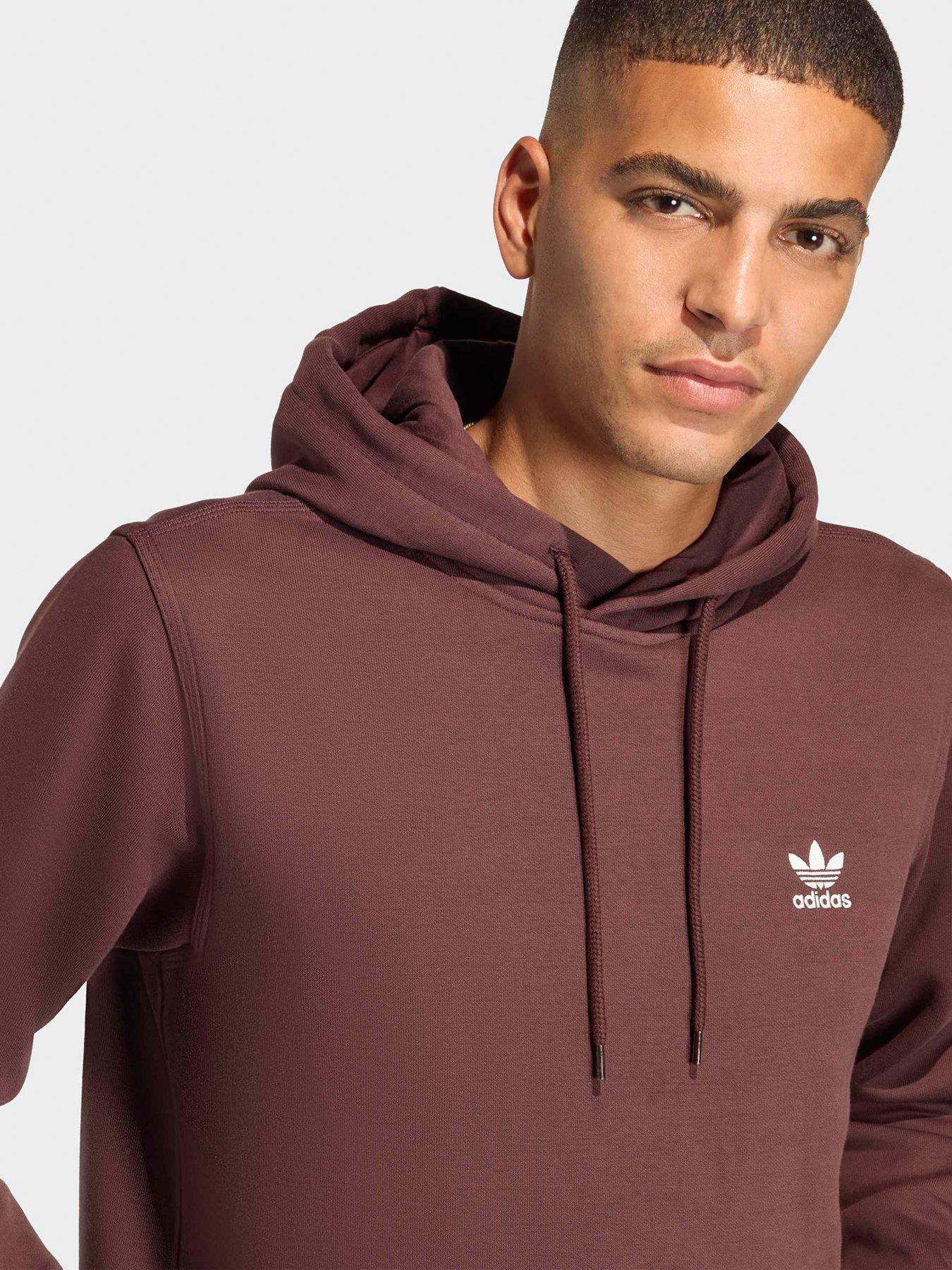  image of adidas-originals-mens-trefoil-essentials-hoody-brown