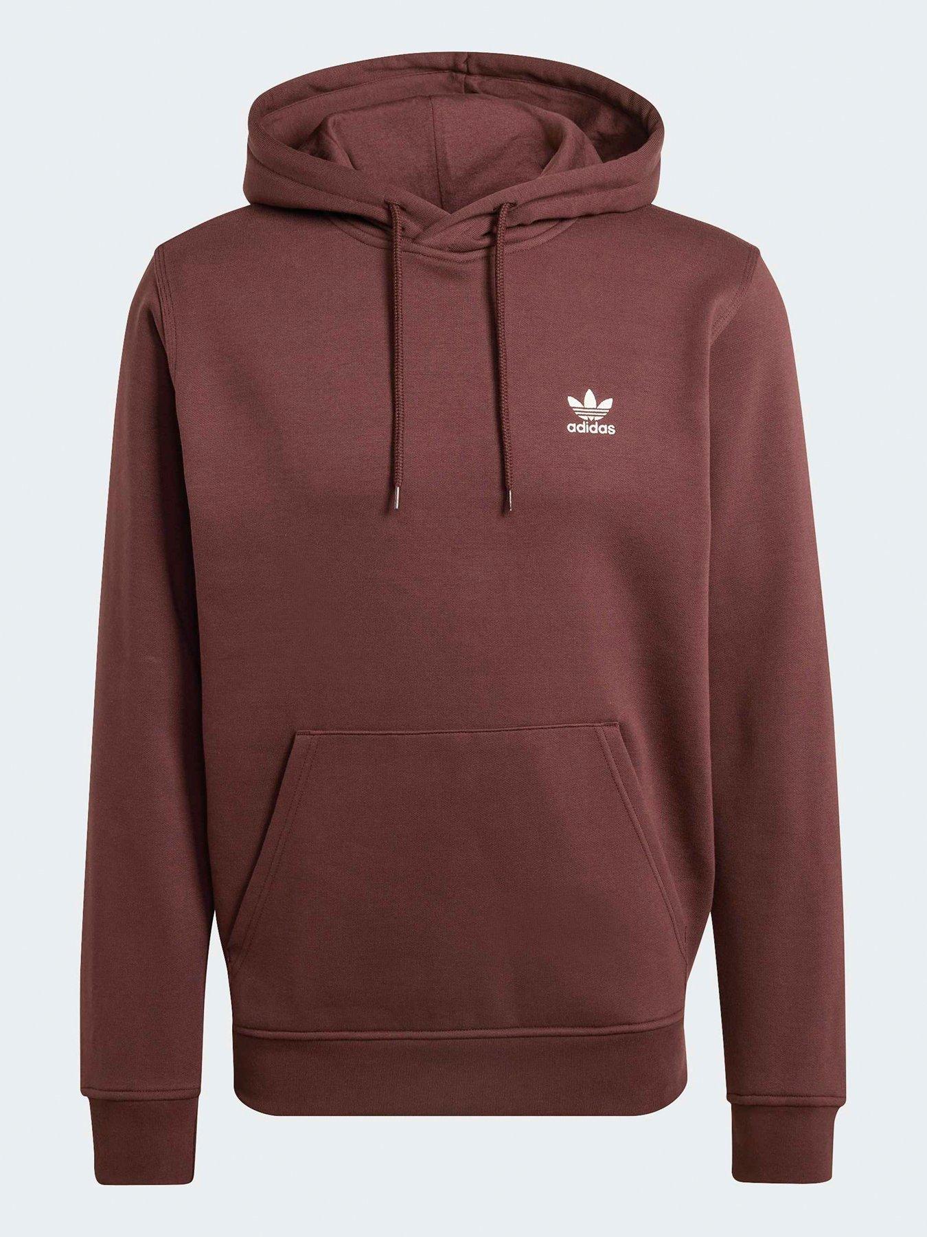  image of adidas-originals-mens-trefoil-essentials-hoody-brown