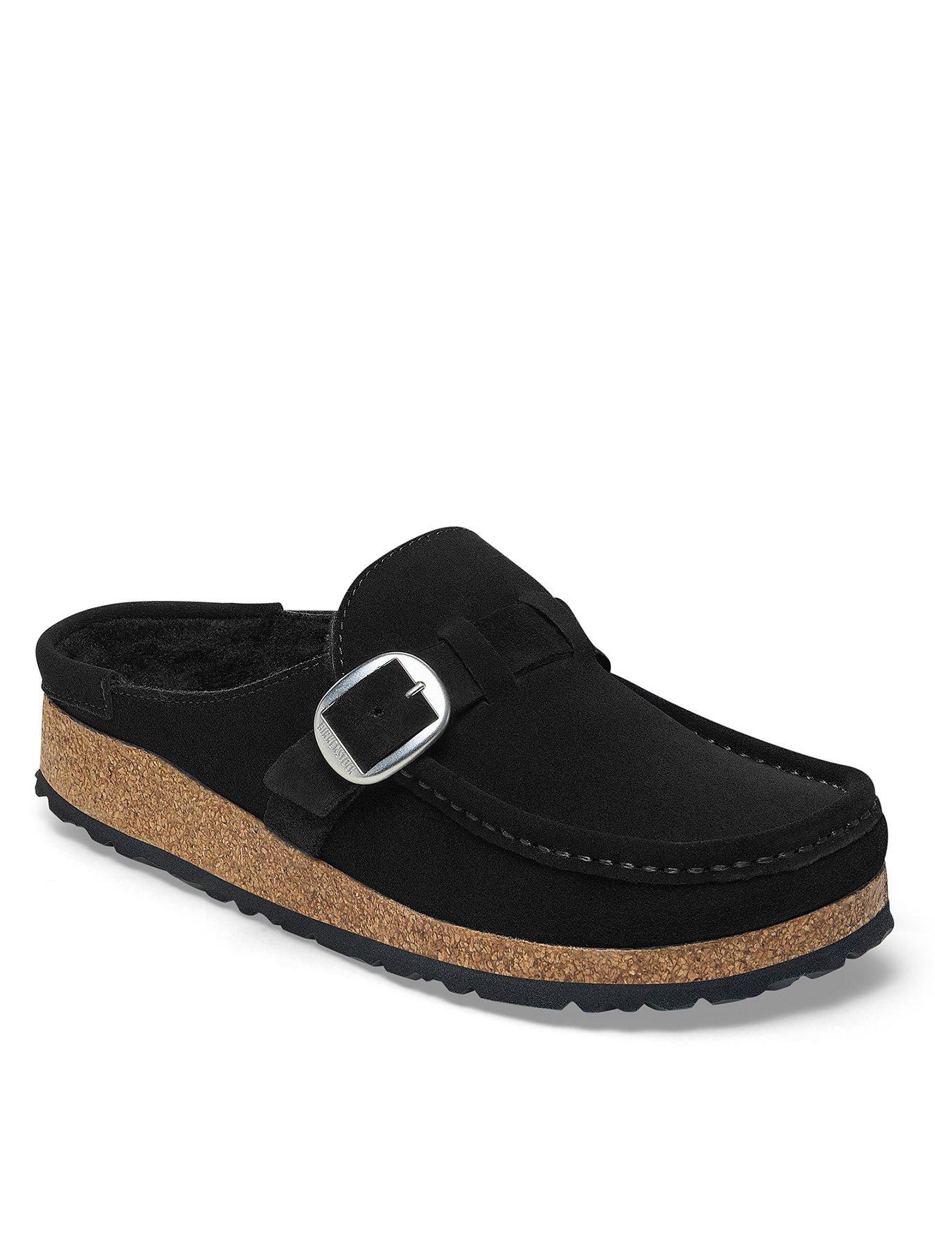 Image 1 of 1 of Birkenstock Buckley Shearling Suede Leather Clog - Black