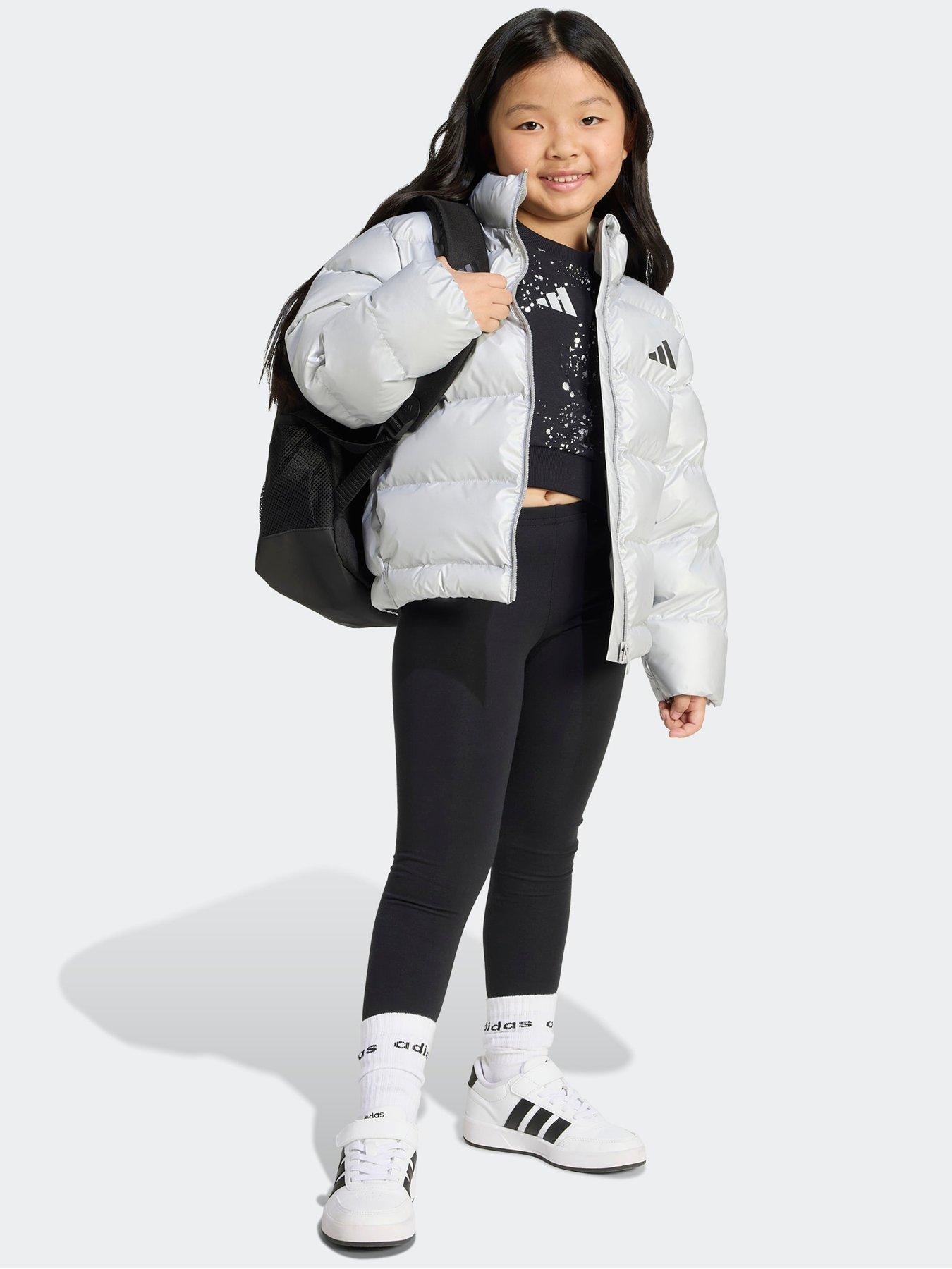  image of adidas-sportswear-kids-unisex-synthetic-down-glam-jacket-silver