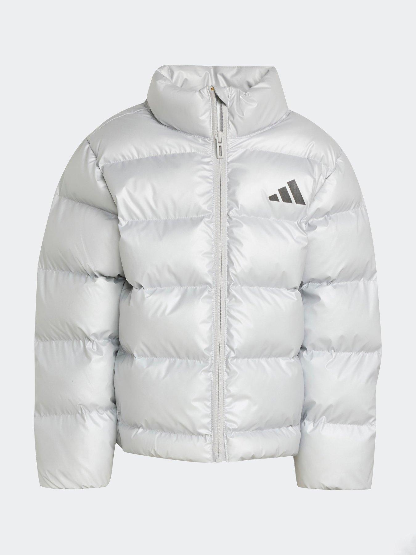  image of adidas-sportswear-kids-unisex-synthetic-down-glam-jacket-silver