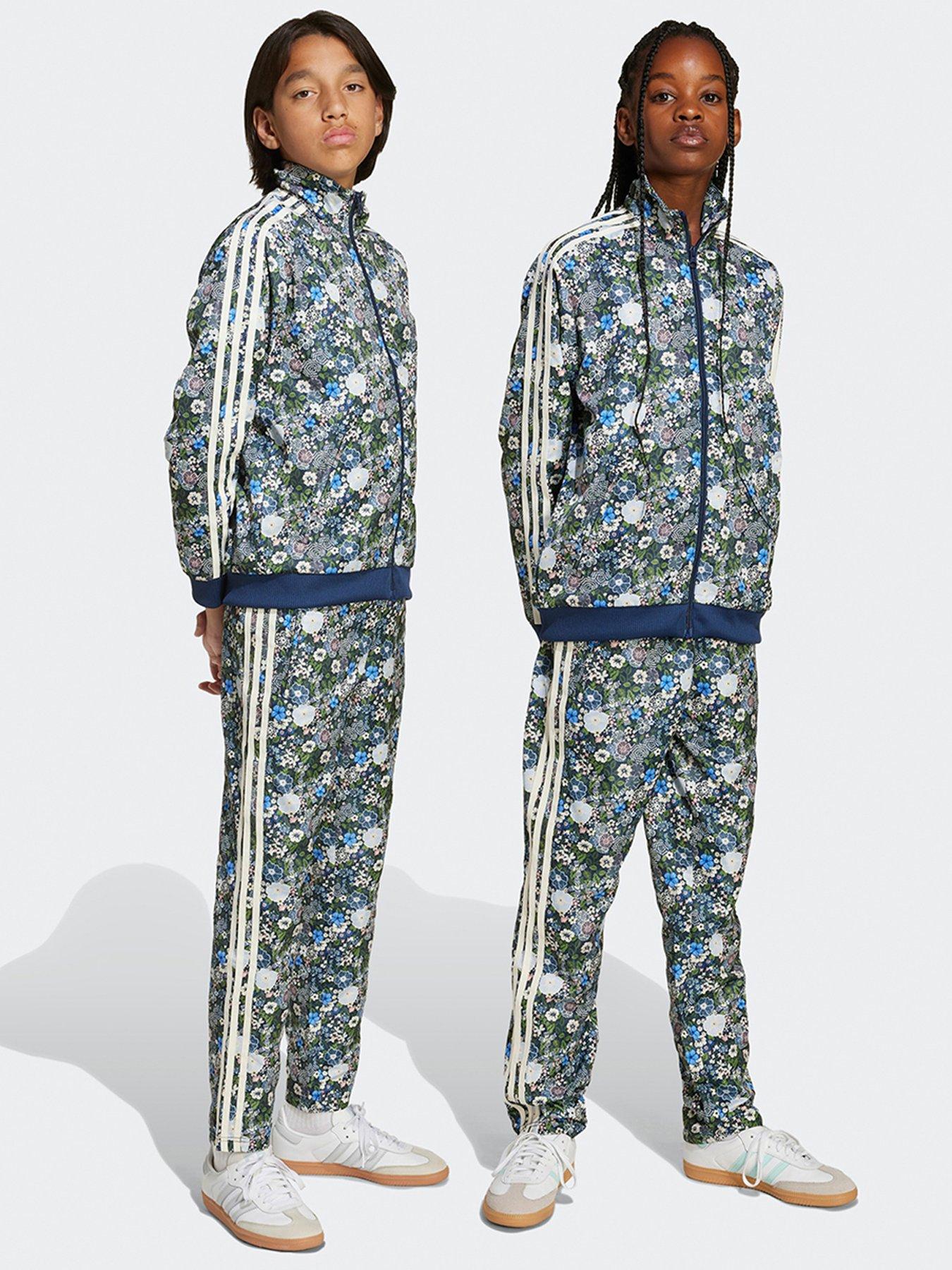 front image of adidas-originals-junior-boys-firebird-liberty-track-pants-blue