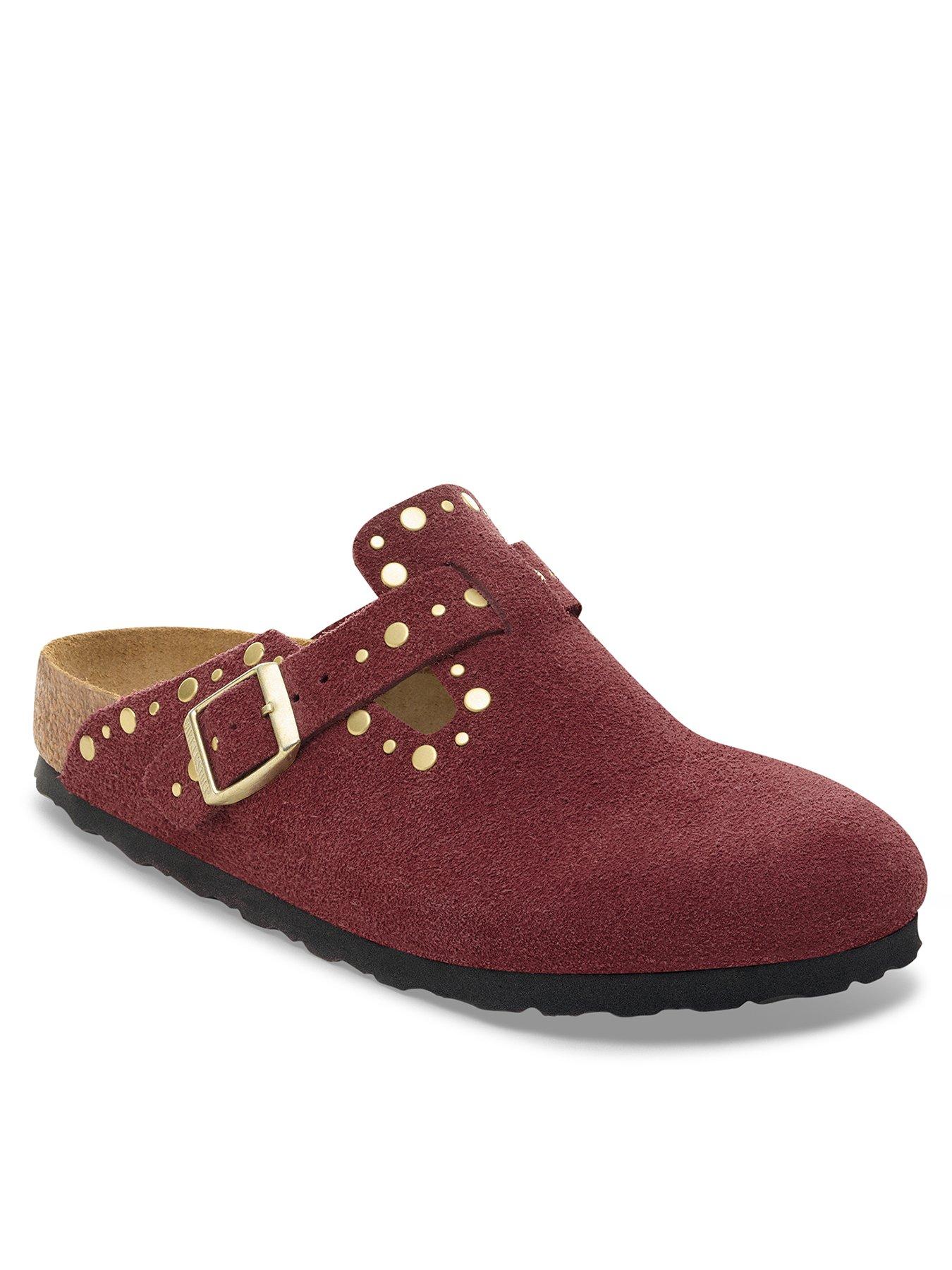 Birkenstock Boston Rivet Suede Leather Clog - Zinfandel | Littlewoods