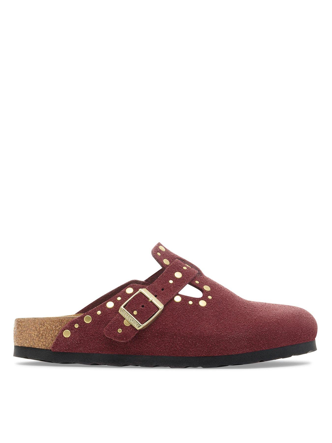Birkenstock Boston Rivet Suede Leather Clog - Zinfandel | Littlewoods