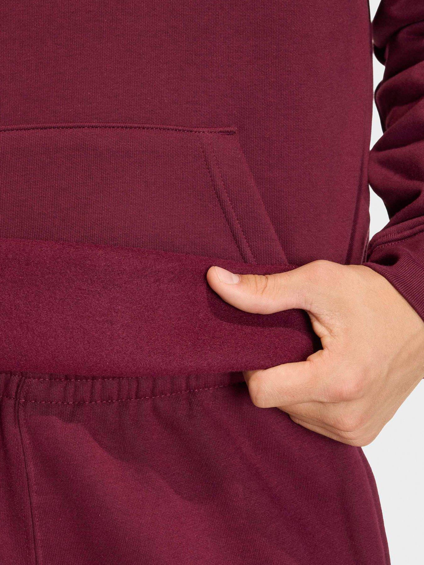  image of adidas-originals-mens-trefoil-essentials-loose-hoodie-dark-red