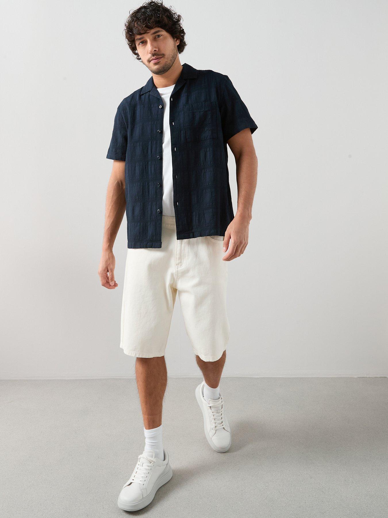  image of the-very-collection-regular-fit-denim-shorts-ecru