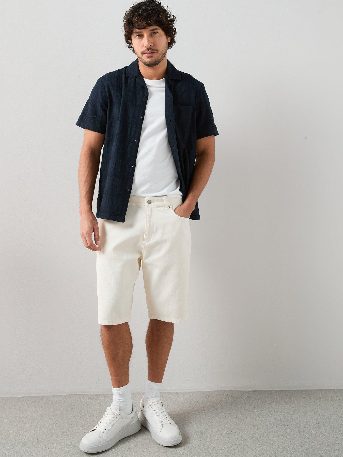  image of the-very-collection-regular-fit-denim-shorts-ecru