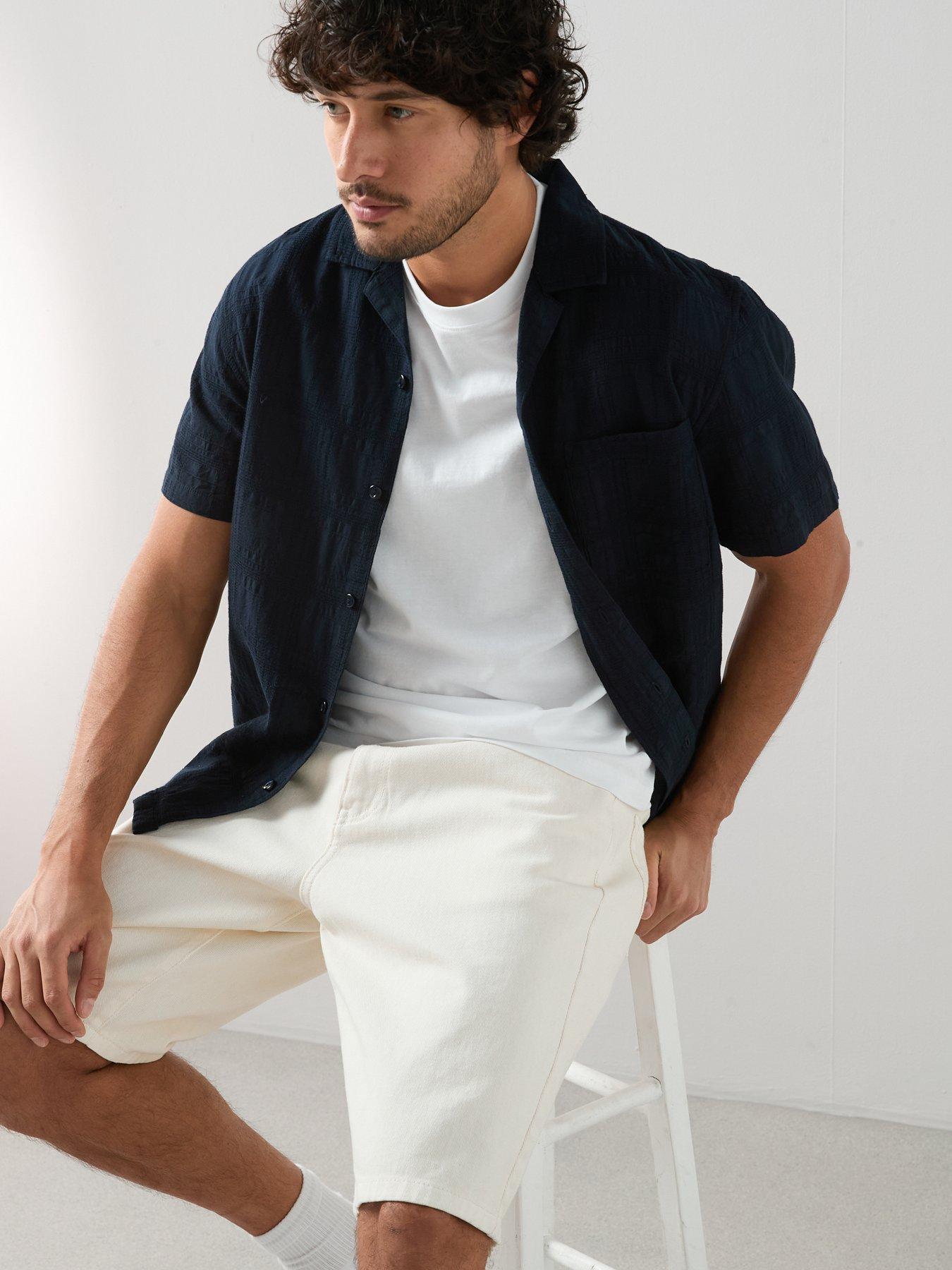  image of the-very-collection-regular-fit-denim-shorts-ecru