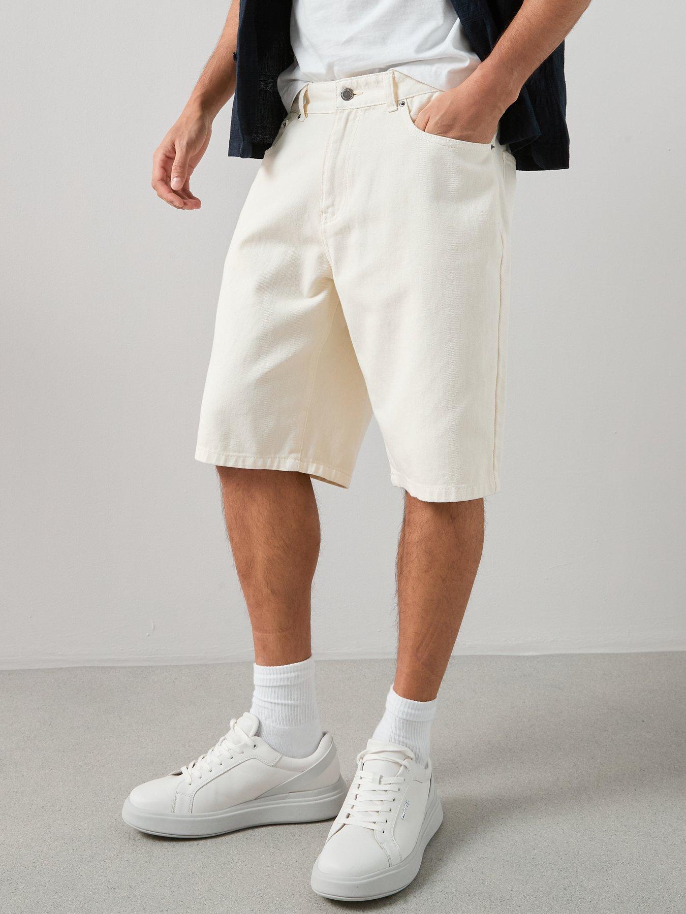  image of the-very-collection-regular-fit-denim-shorts-ecru