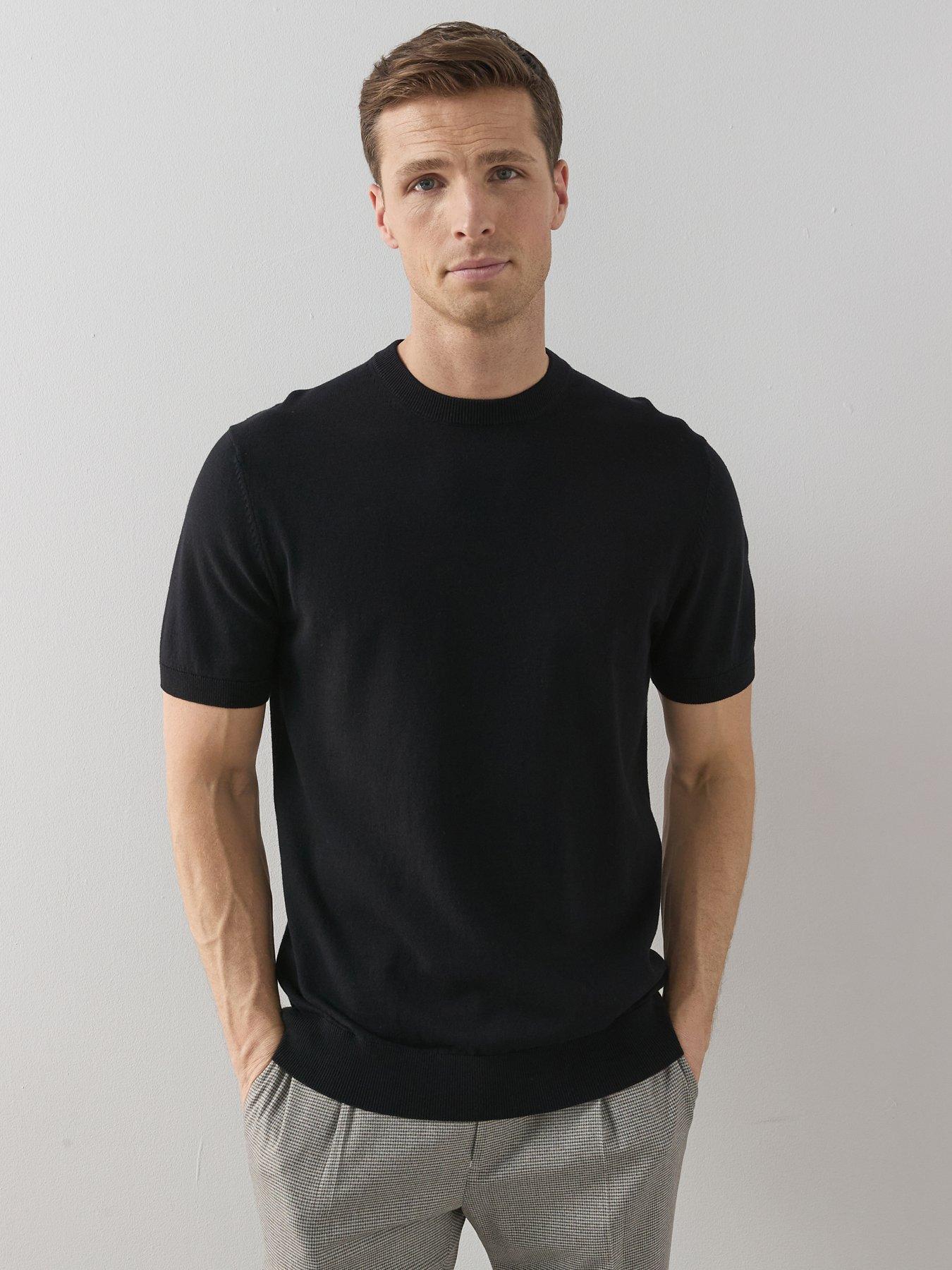 the-very-collection-cotton-rich-short-sleeve-knitted-t-shirt-black