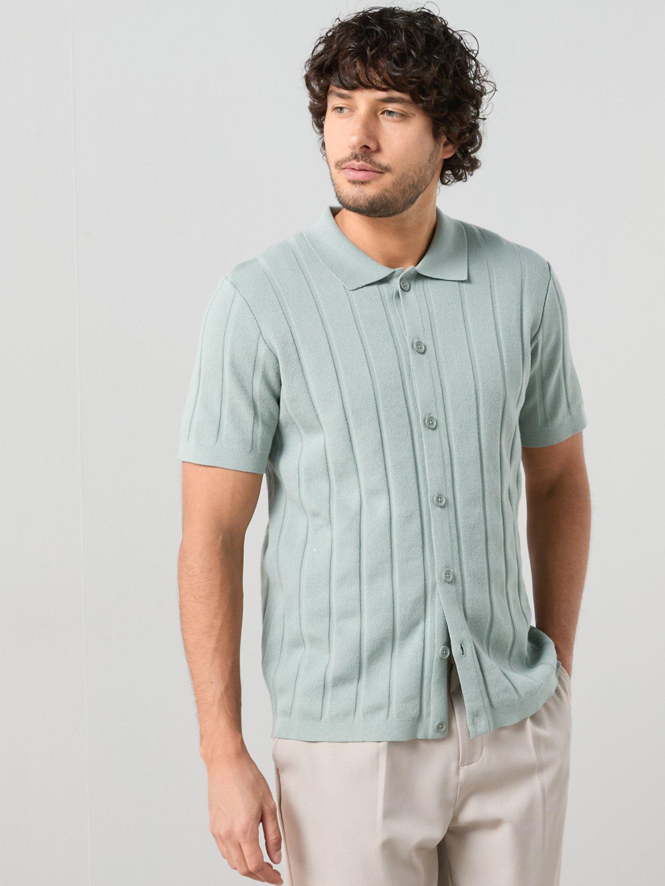 The Very Collection Cotton Rich Knitted Button Through Shirt - Mint