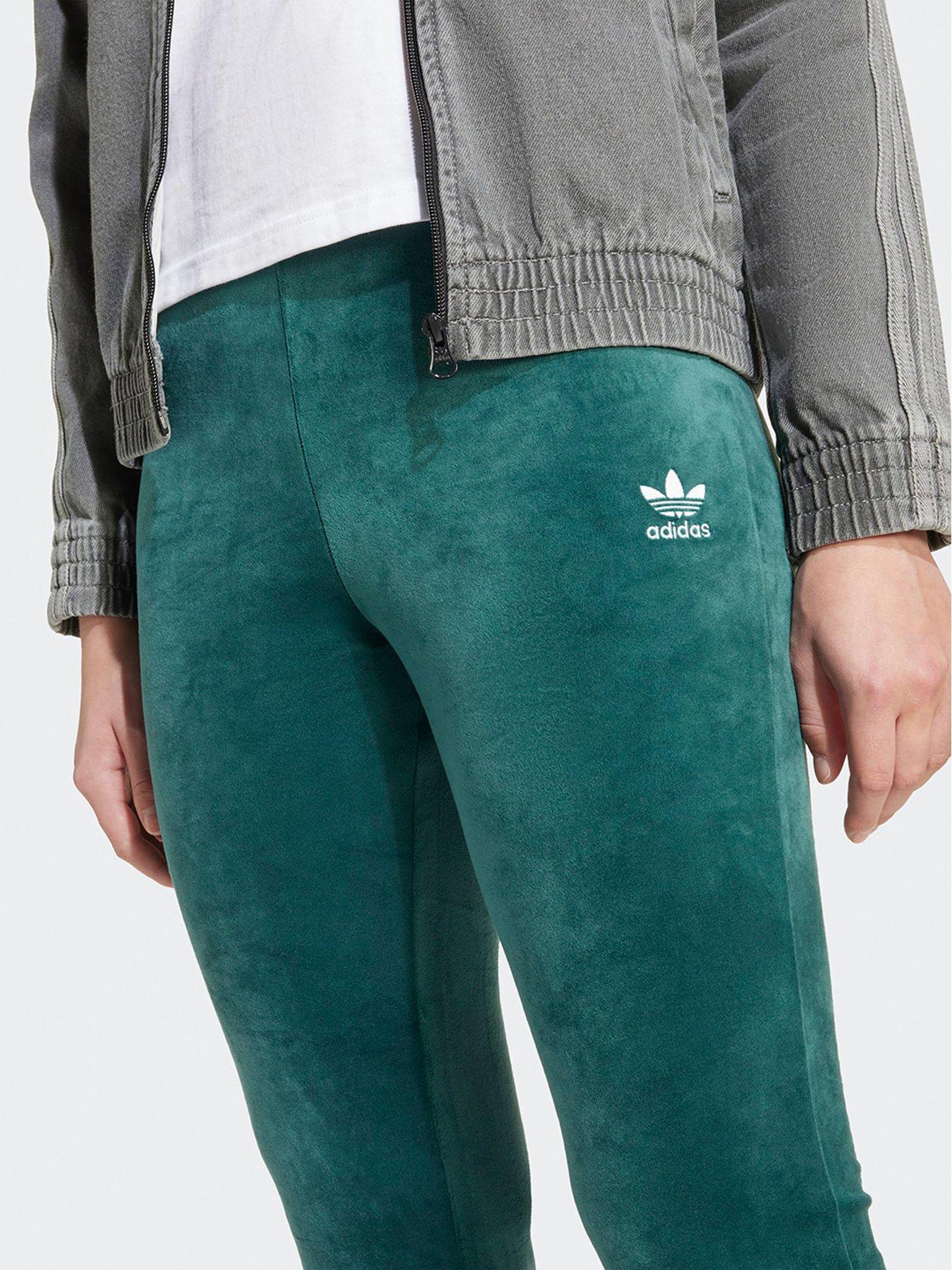  image of adidas-originals-junior-girls-velvet-joggers-kids-green