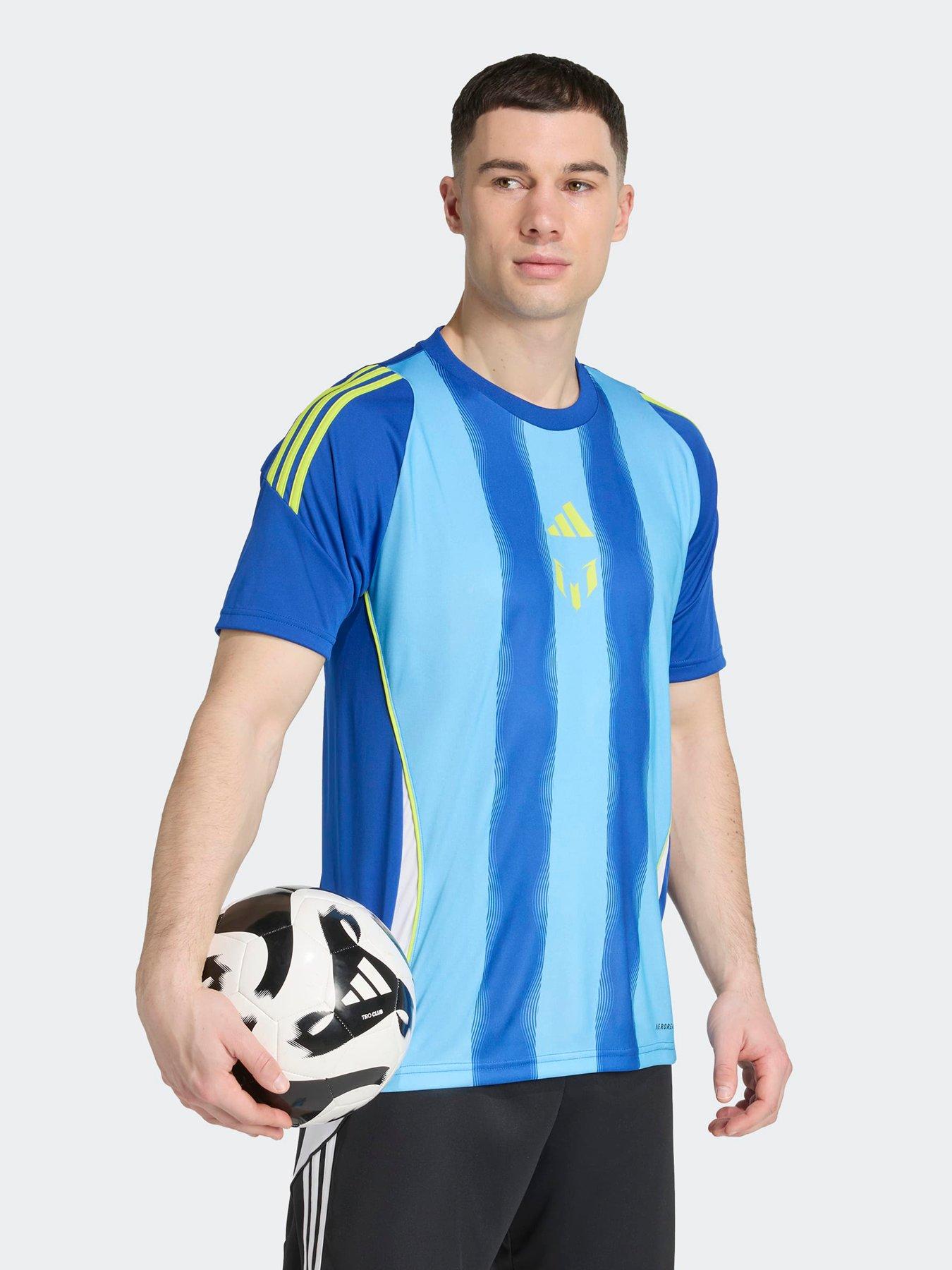 front image of adidas-mens-messi-jersey-t-shirt-blue