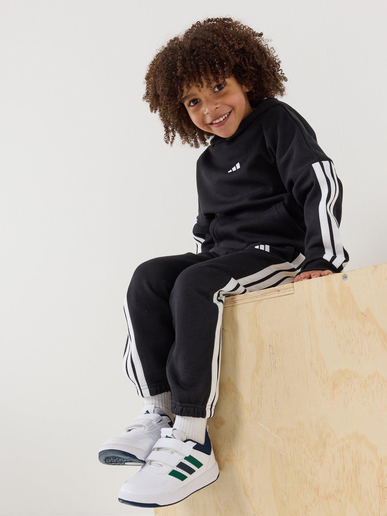 adidas Sportswear Junior Boys Fleece Hoodie And Pant Tracksuit- Black