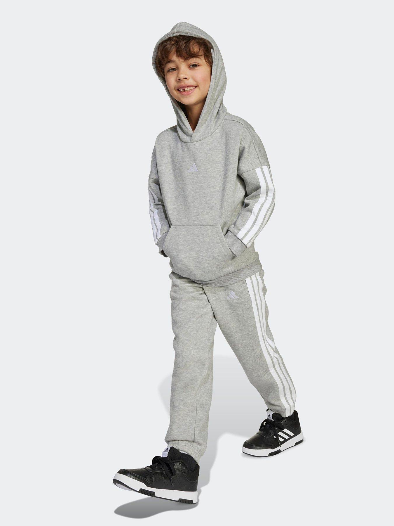Image 3 of 5 of adidas Sportswear Junior Boys Fleece Hoodie And Pant Tracksuit- Grey