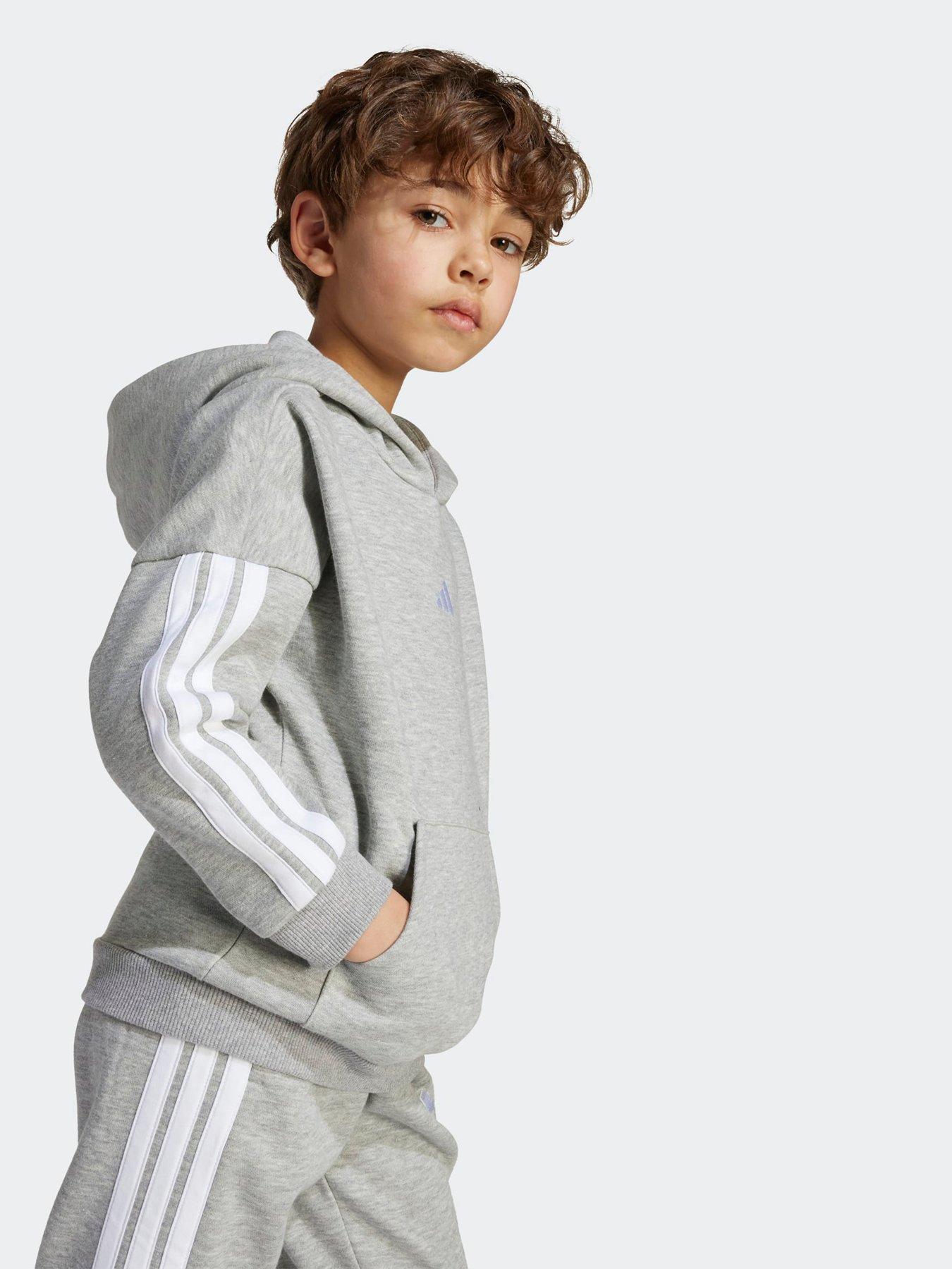 Image 4 of 5 of adidas Sportswear Junior Boys Fleece Hoodie And Pant Tracksuit- Grey