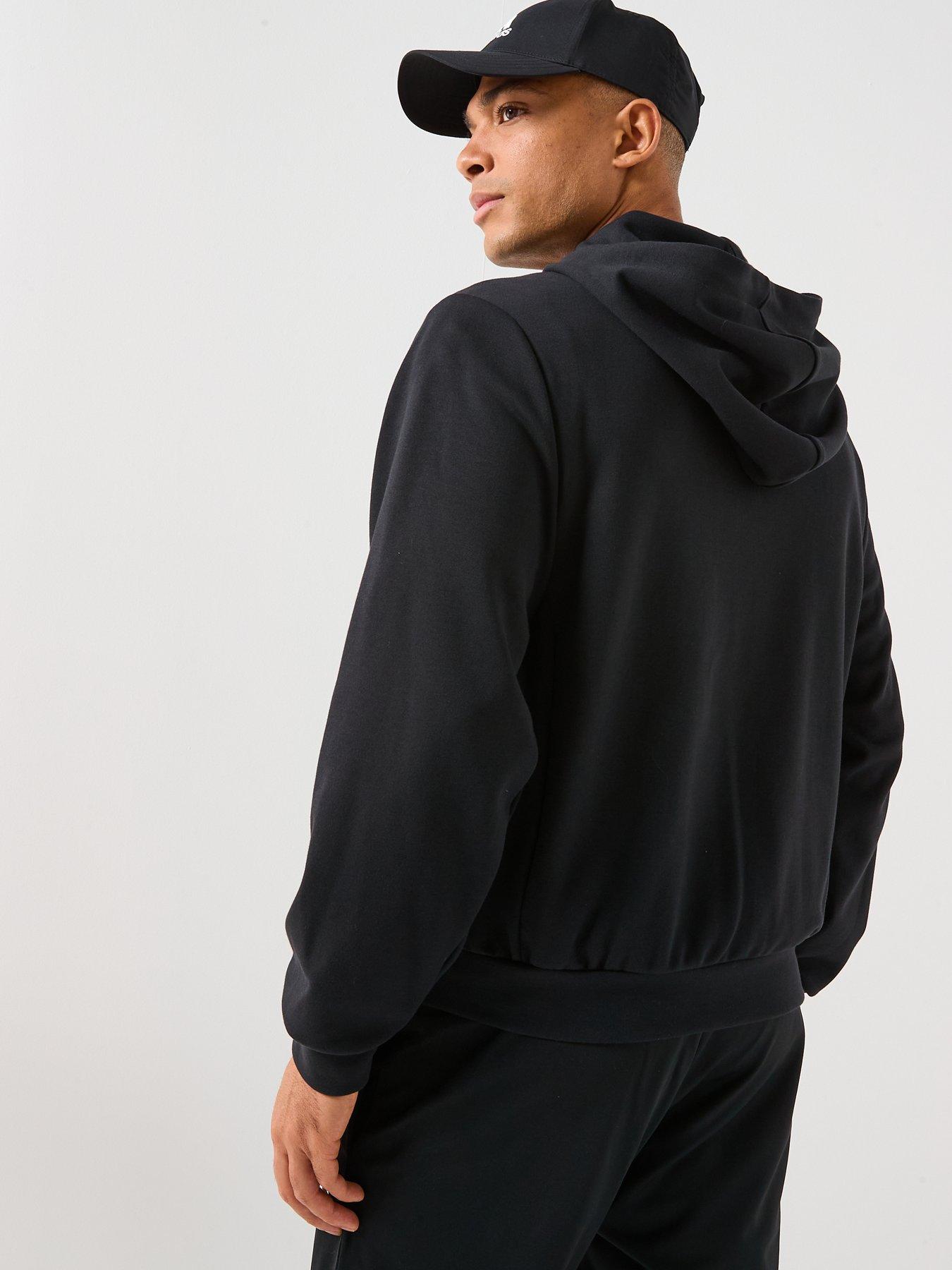 stillFront image of adidas-sportswear-mens-essentials-hybrid-down-hooded-jacket-black