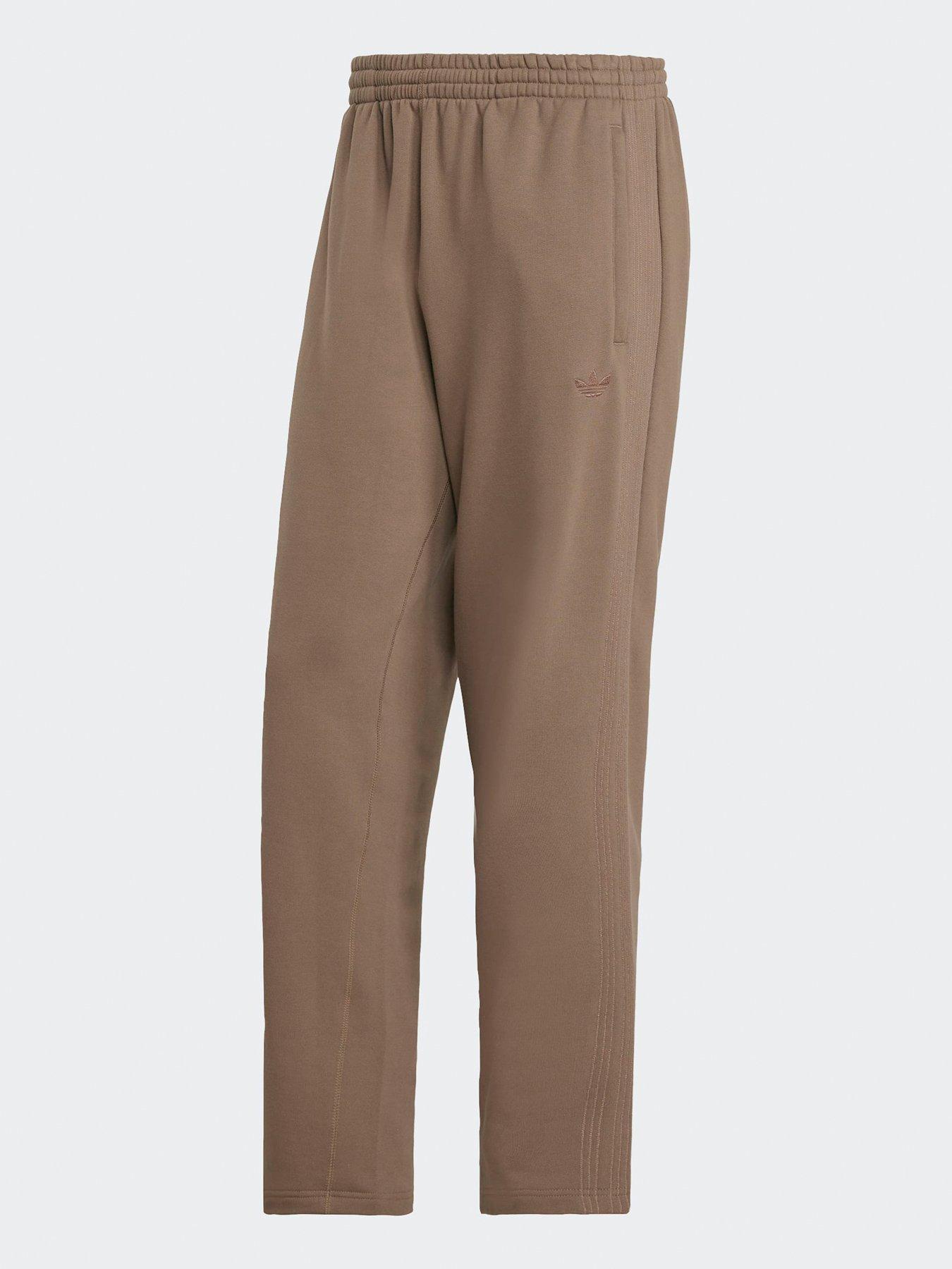  image of adidas-originals-mens-premium-essentials-open-hem-joggers-brown