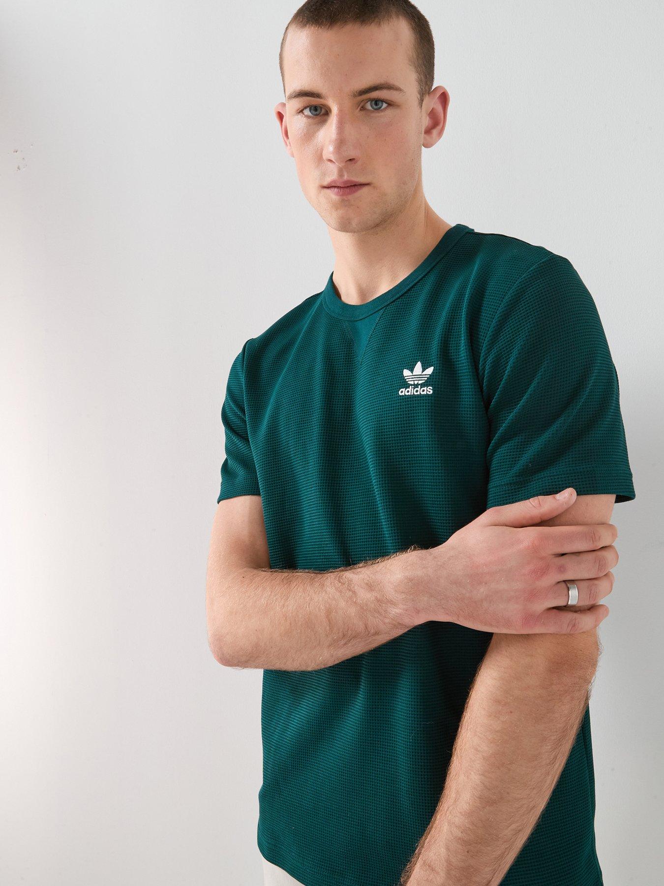 adidas Originals Mens Trefoil Essentials Waffle T-Shirt - Green