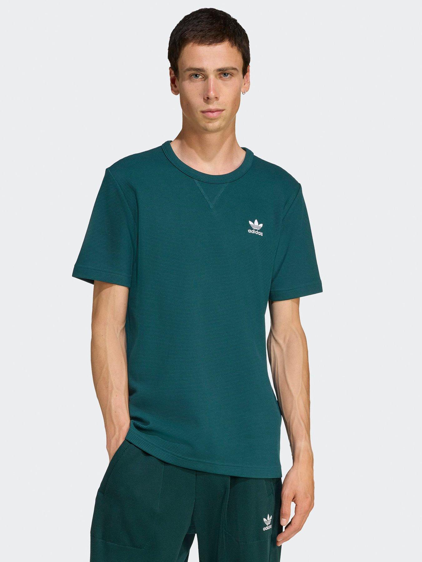 Image 1 of 6 of adidas Originals Mens Trefoil Essentials Waffle T-Shirt - Green
