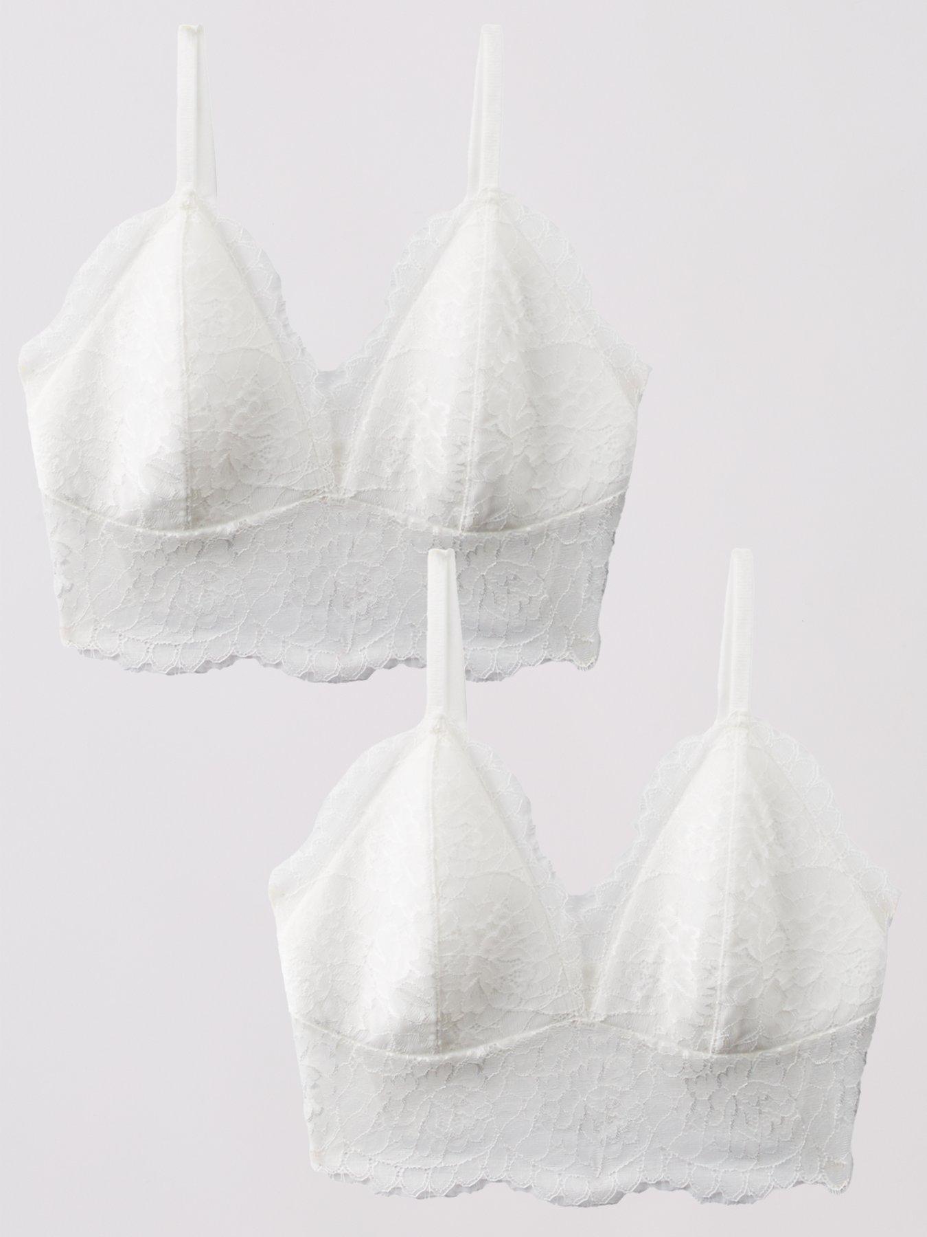 Image 1 of 6 of The Very Collection 2 Pack Lace Bralettes - White