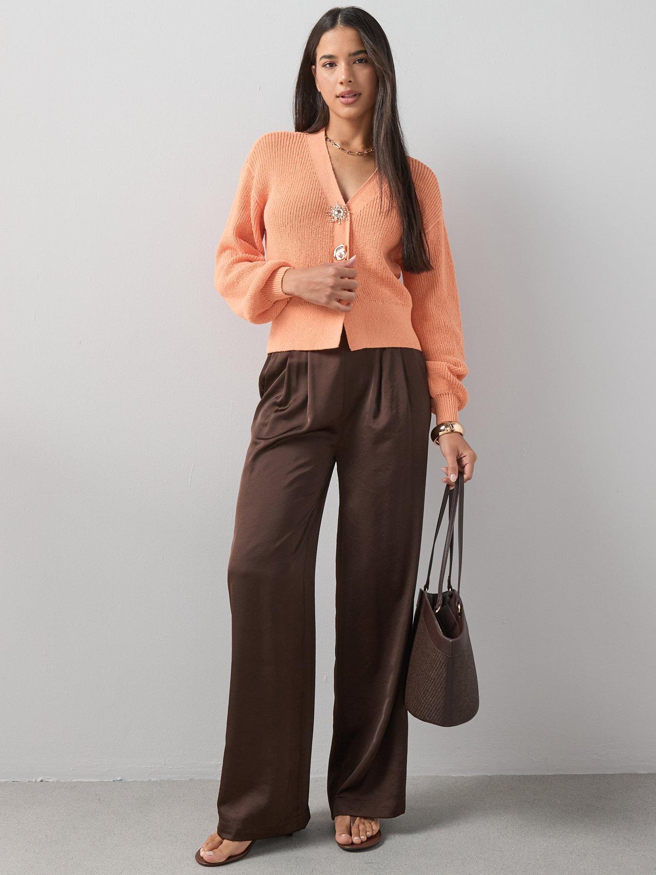 Image 3 of 7 of The Very Collection Cotton Rich Sun Button V Neck Cardigan&nbsp;- Orange