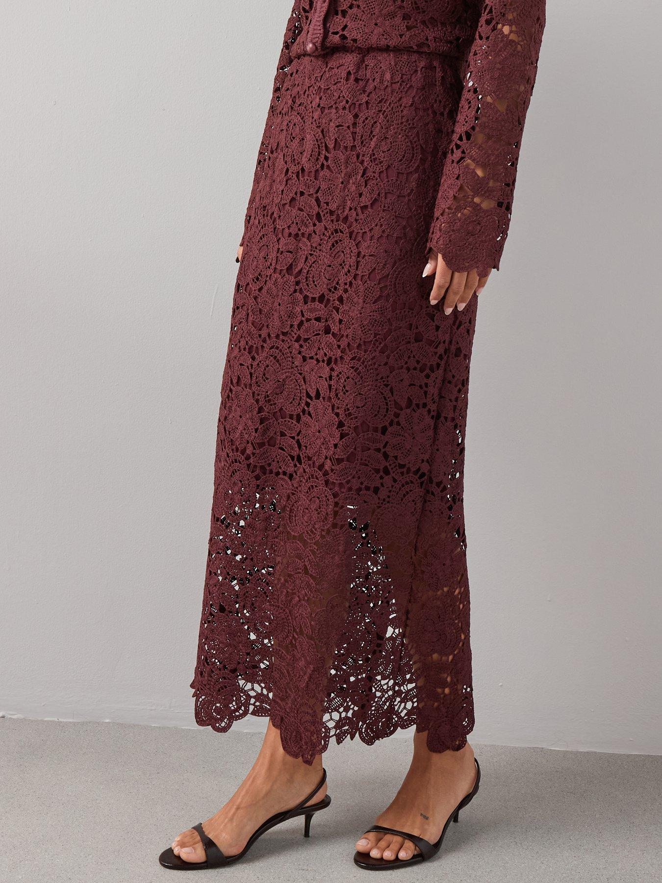 Image 4 of 7 of The Very Collection Crochet Maxi Skirt Coord&nbsp;- Chocolate