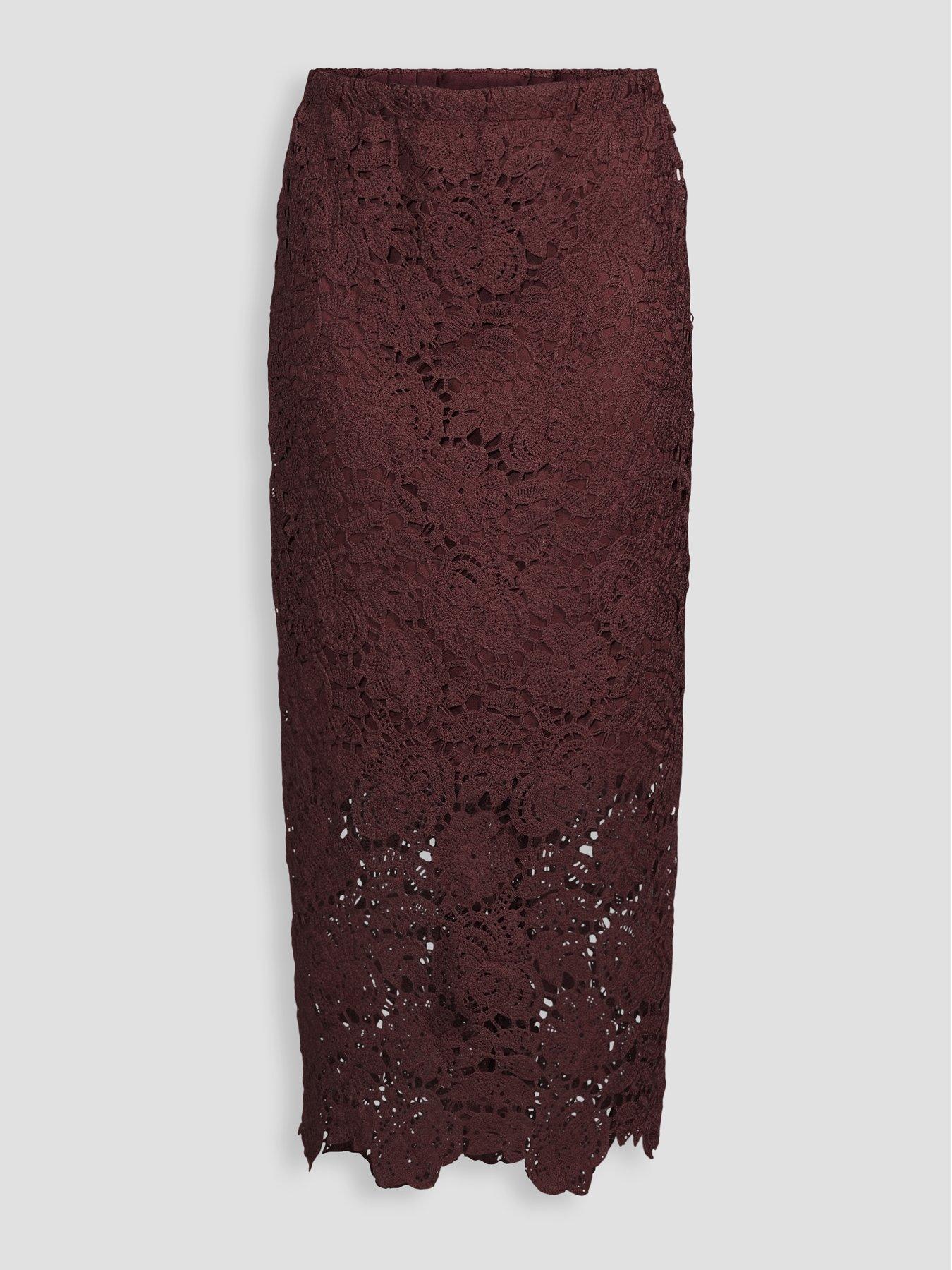 Image 7 of 7 of The Very Collection Crochet Maxi Skirt Coord&nbsp;- Chocolate