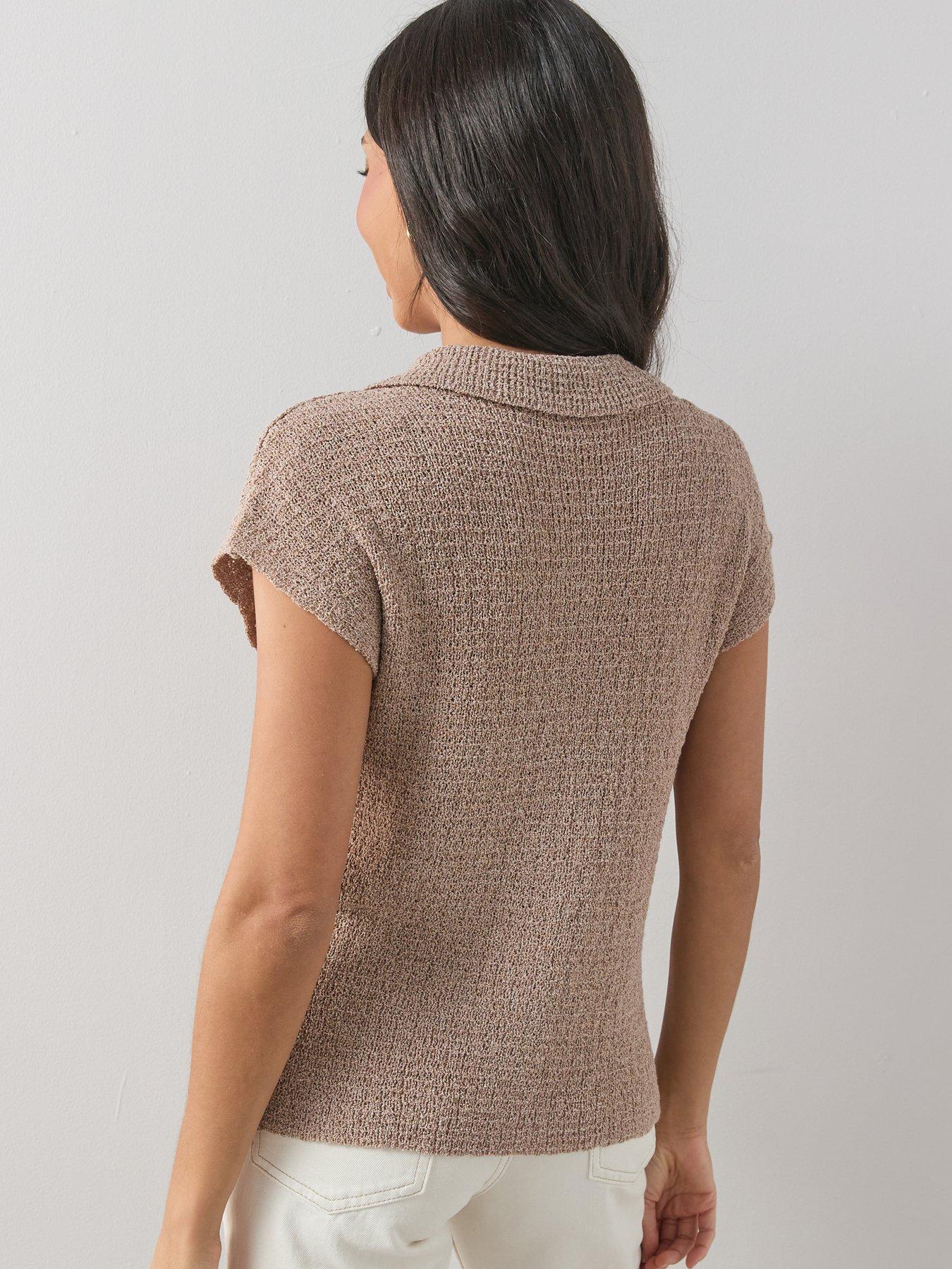 stillFront image of the-very-collection-button-through-knitted-tank-beige