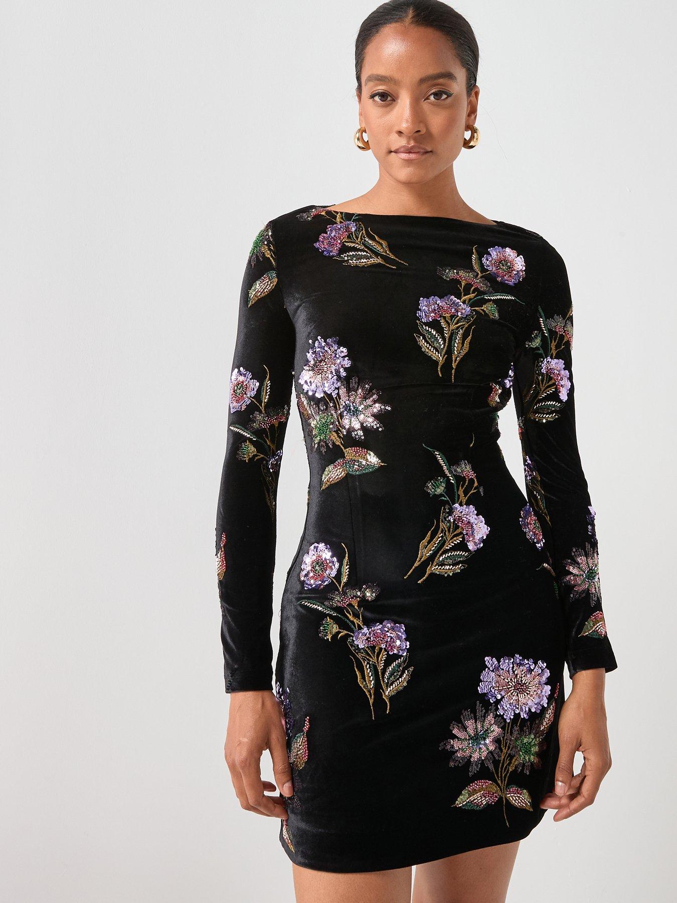 Elliatt Clio Long Sleeve Mini Dress - Black