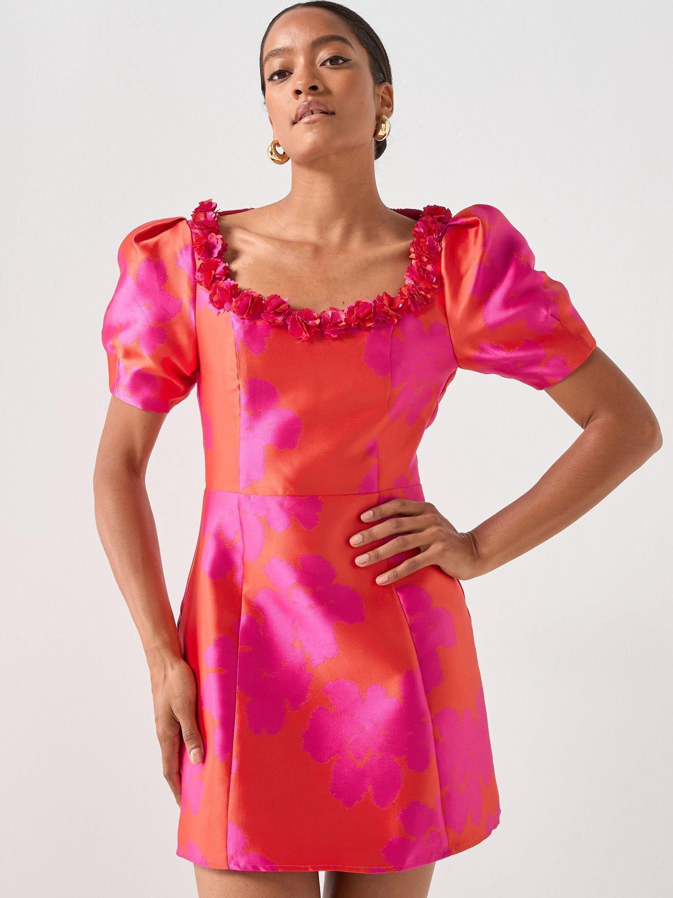 front image of elliatt-eloise-a-line-mini-dress-red