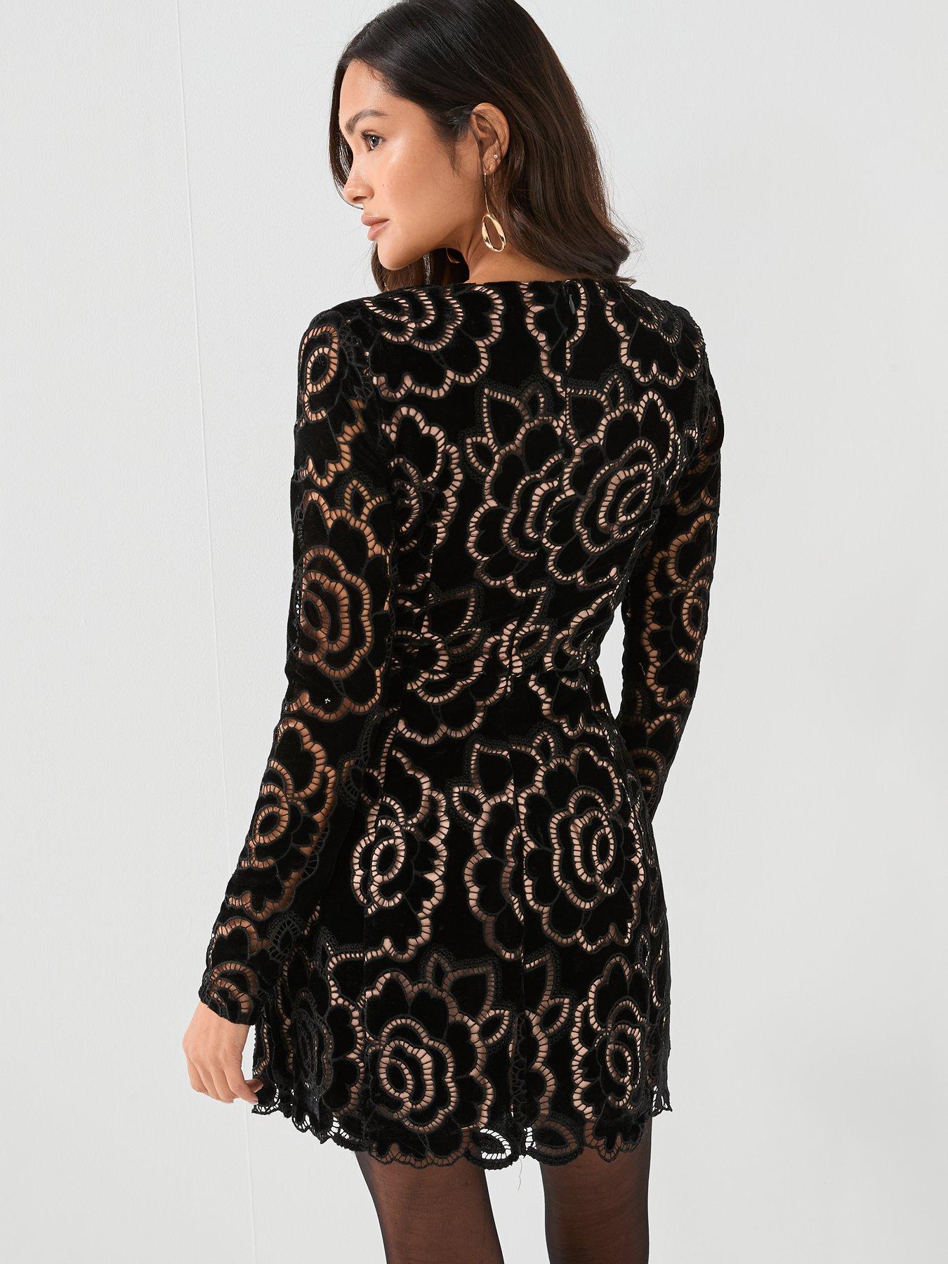 stillFront image of elliatt-eris-long-sleeve-mini-dress-black