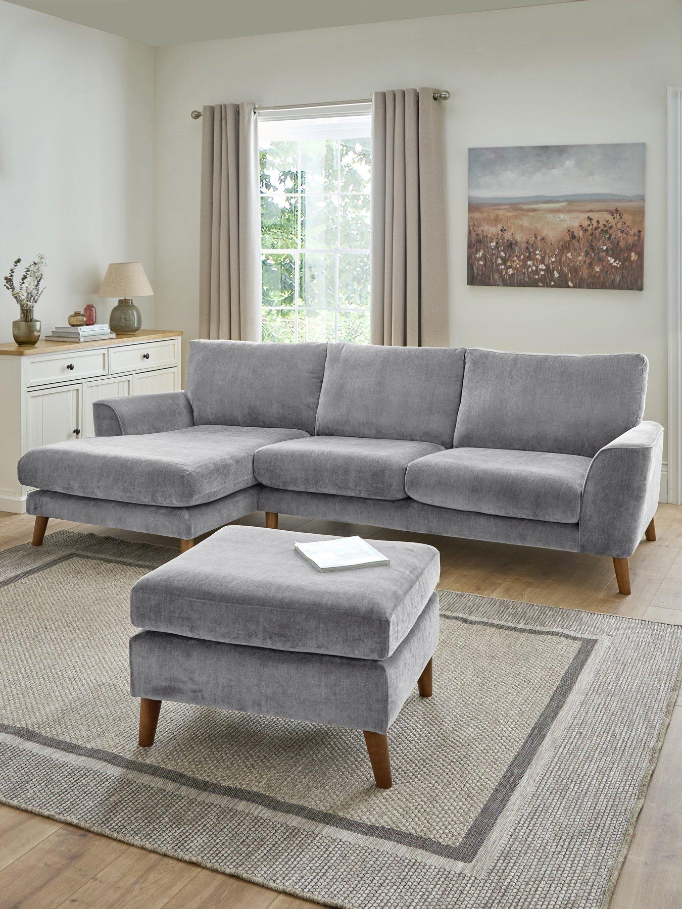 The Very Collection Aiyanna Fabric Left Hand 3 Seater Chaise + Footstool - Made to Order in the UK