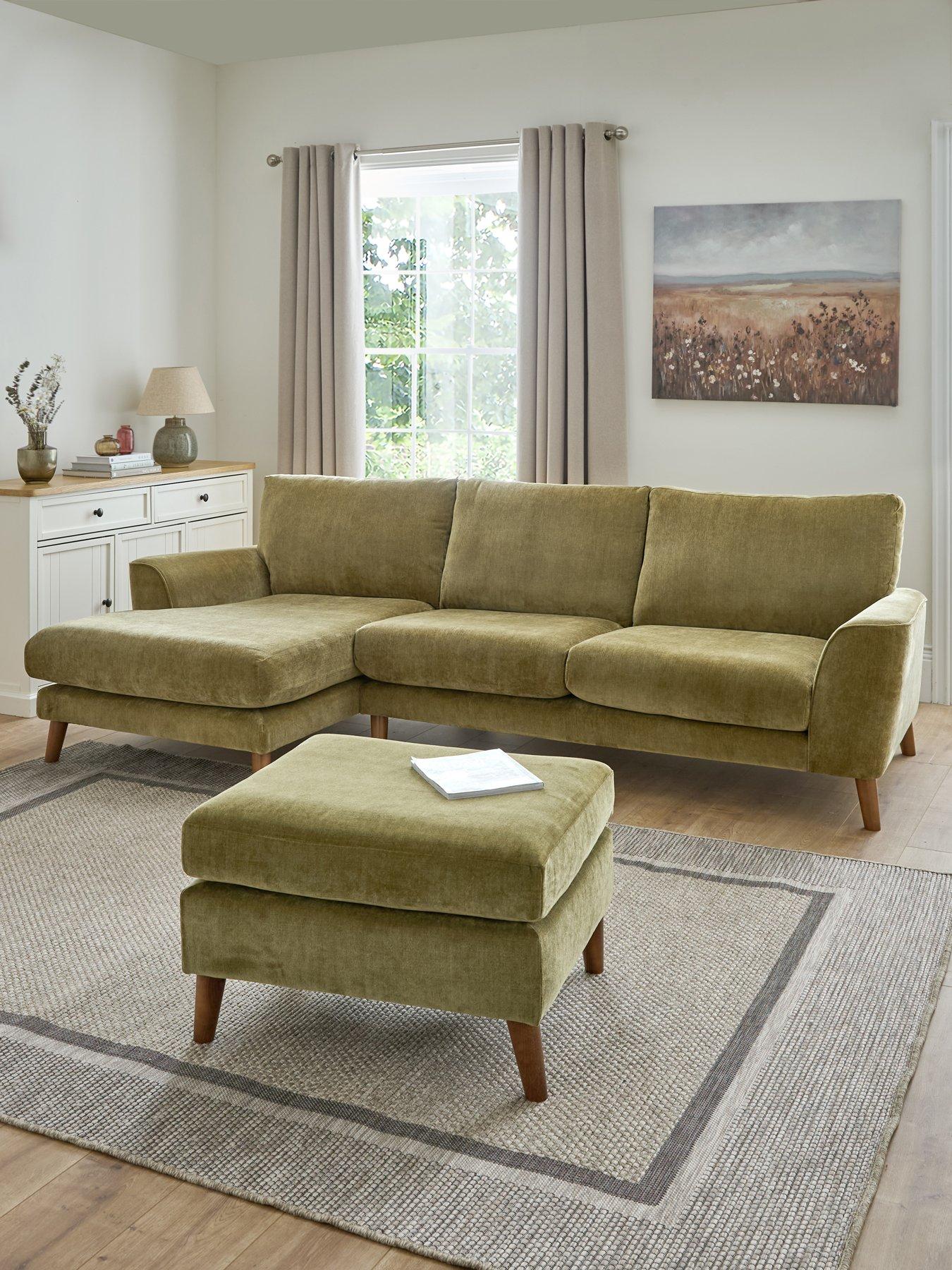 The Very Collection Aiyanna Fabric Left Hand 3 Seater Chaise + Footstool - Made to Order in the UK