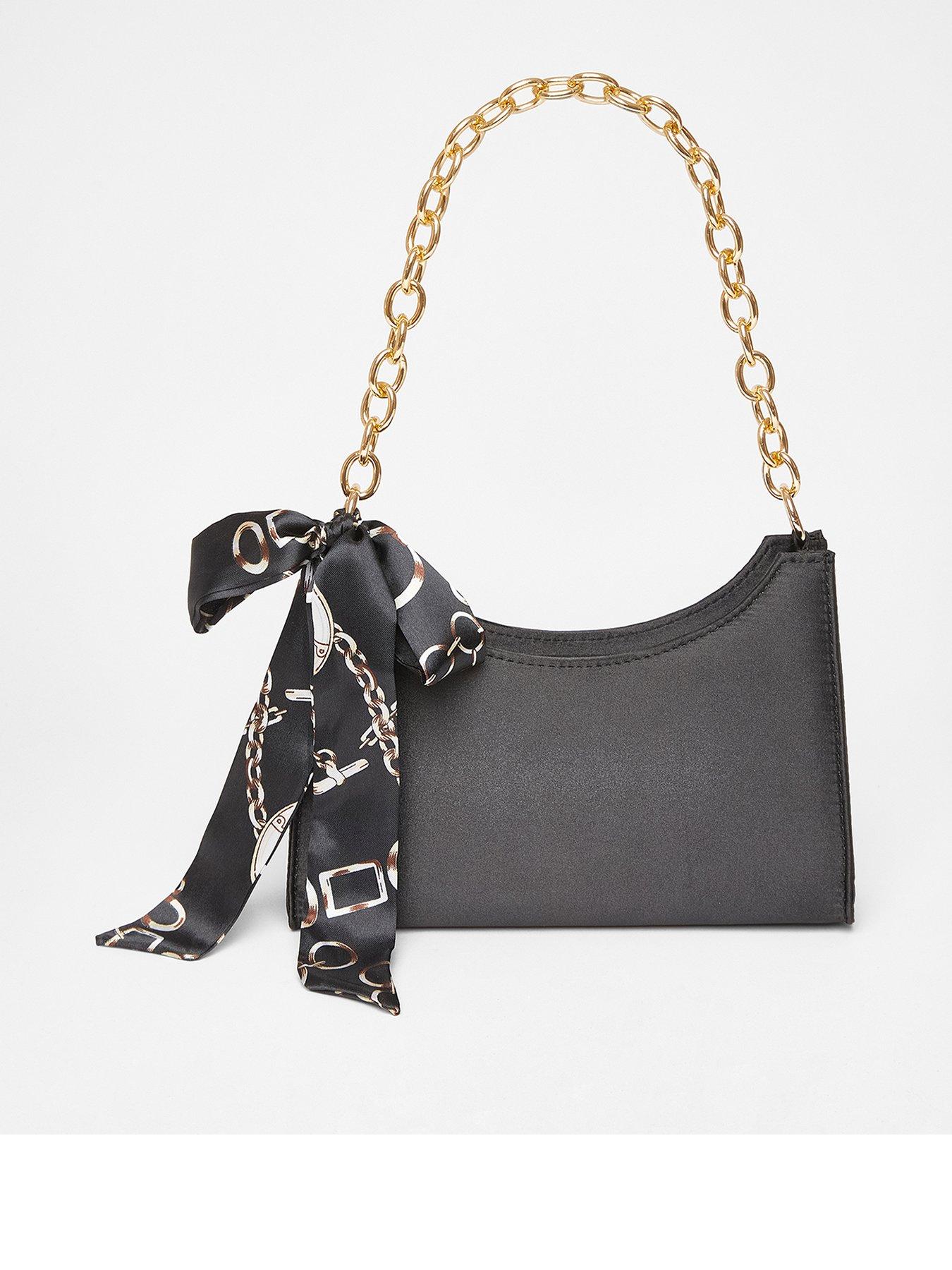undefined Black Satin Chain Shoulder Bag