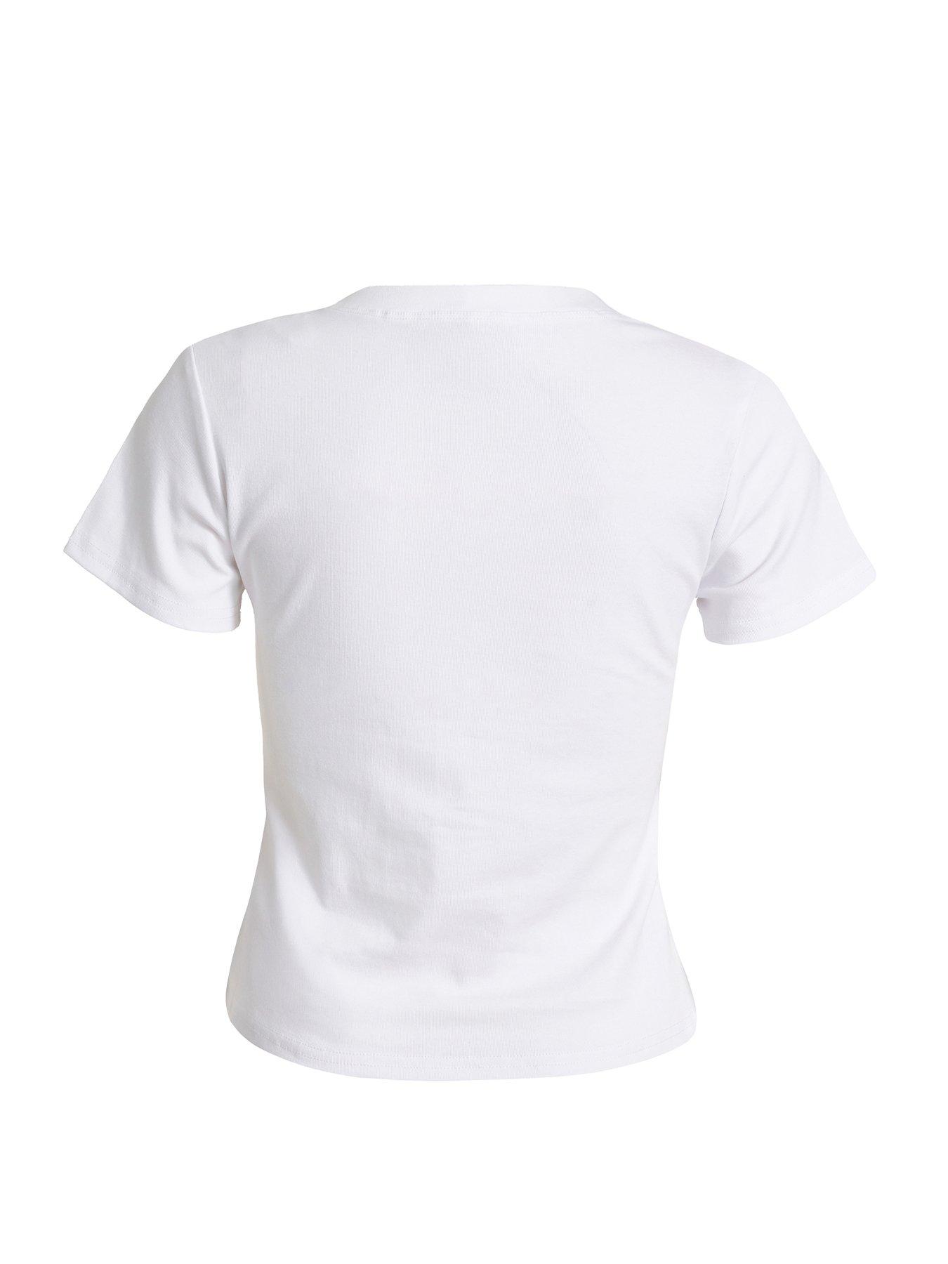 Image 5 of 6 of Quiz White Cherry Print Crop Top