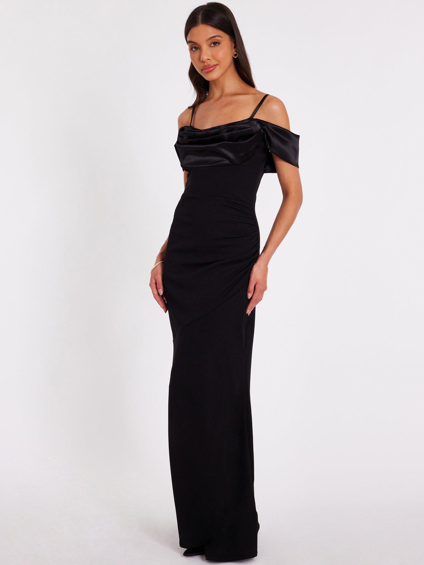 Image 3 of 6 of Quiz Black Cold Shoulder Maxi Dress