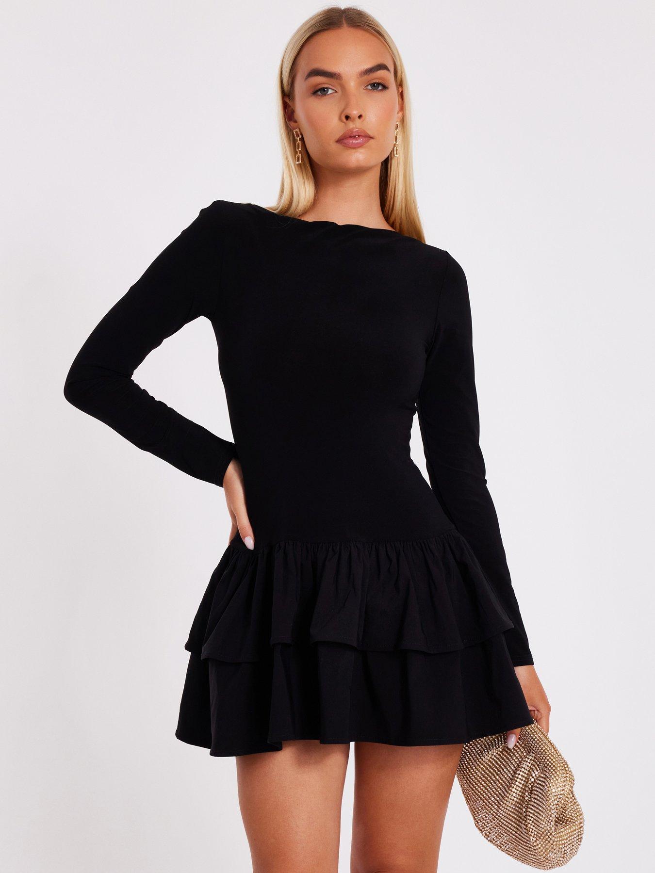 quiz-black-frill-mini-dress