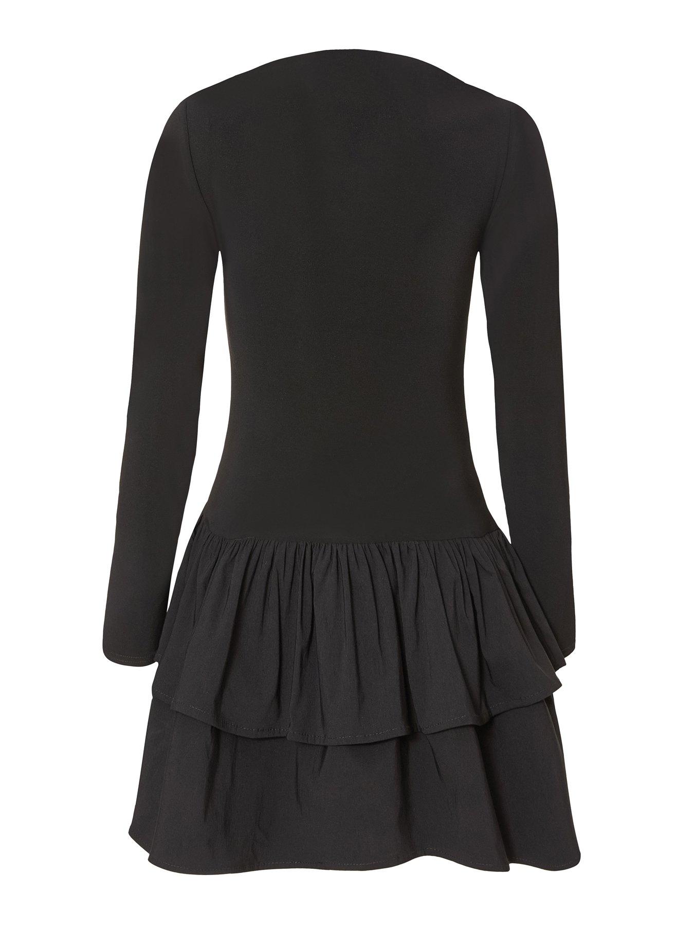 Image 5 of 6 of Quiz Black Frill Mini Dress