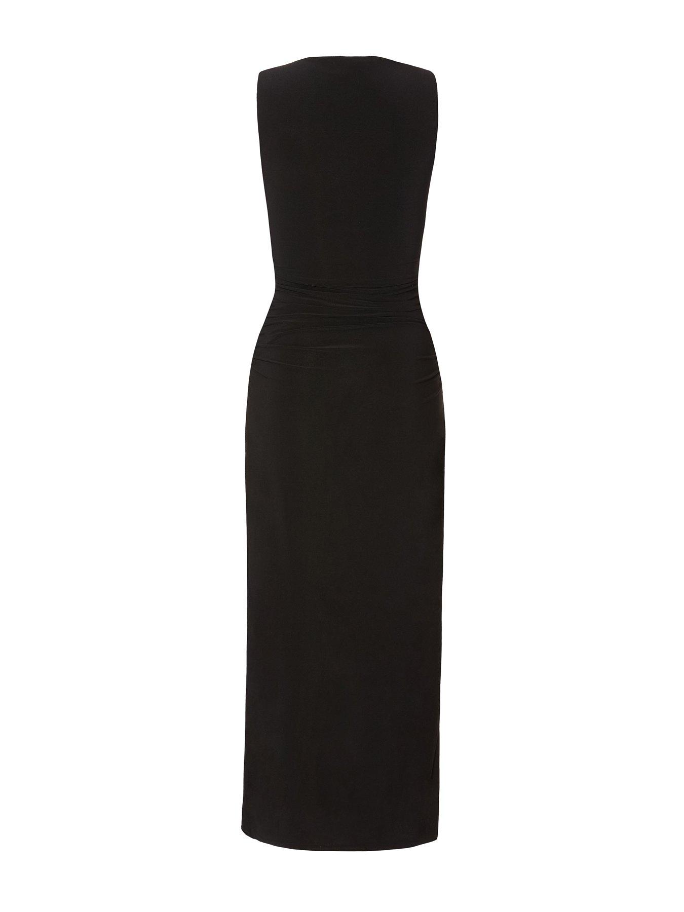 Image 4 of 6 of Quiz Black Gold Buckle Midaxi Dress
