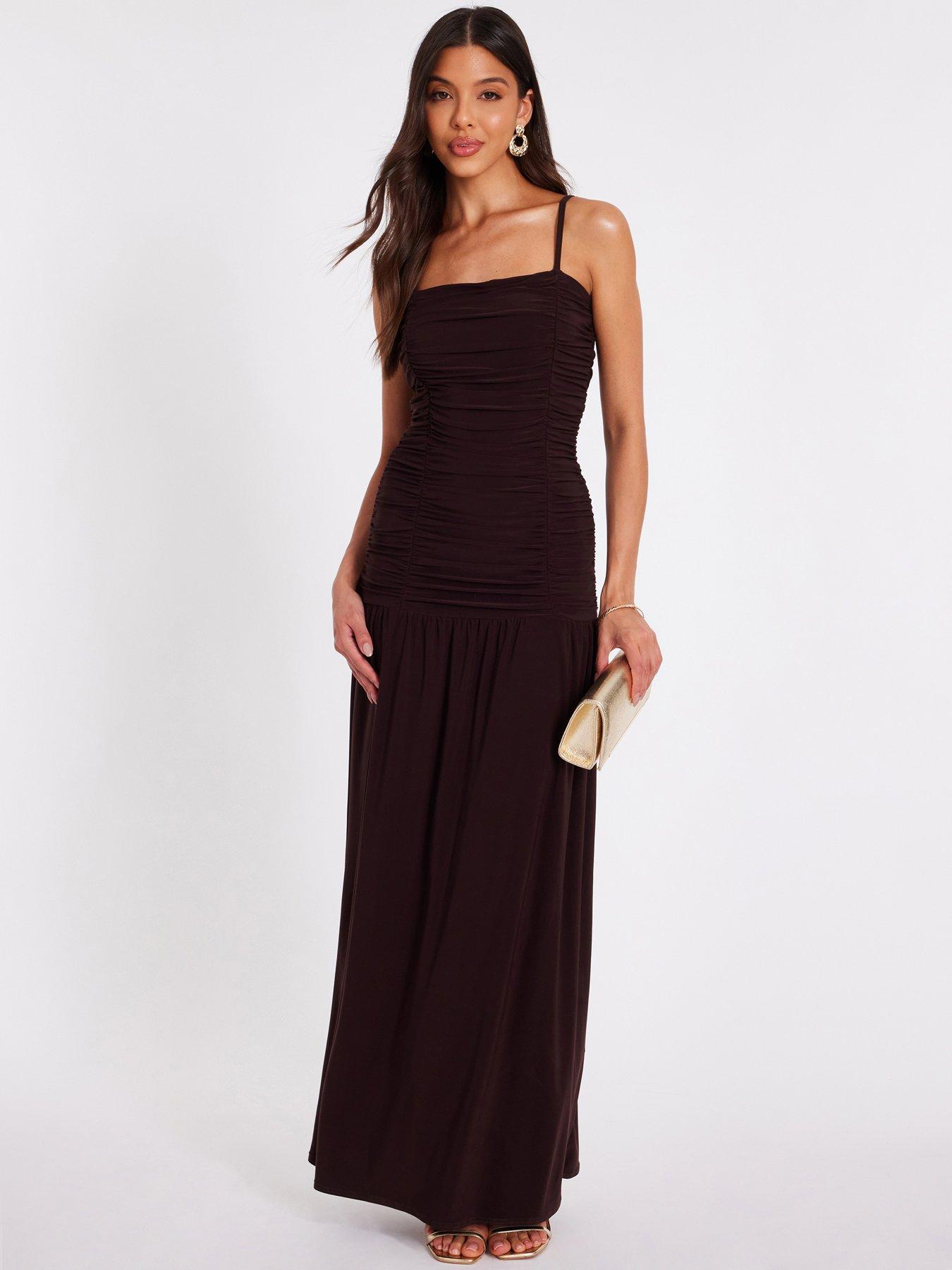 undefined Brown Drop Waist Maxi Dress