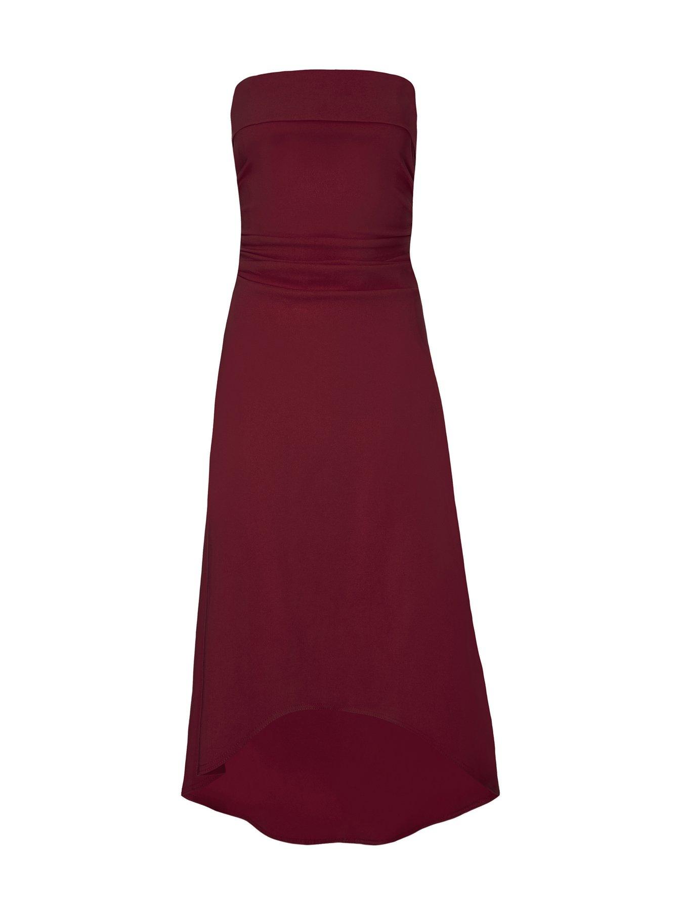Image 4 of 6 of Quiz Dark Red Bandeau Midi Dress