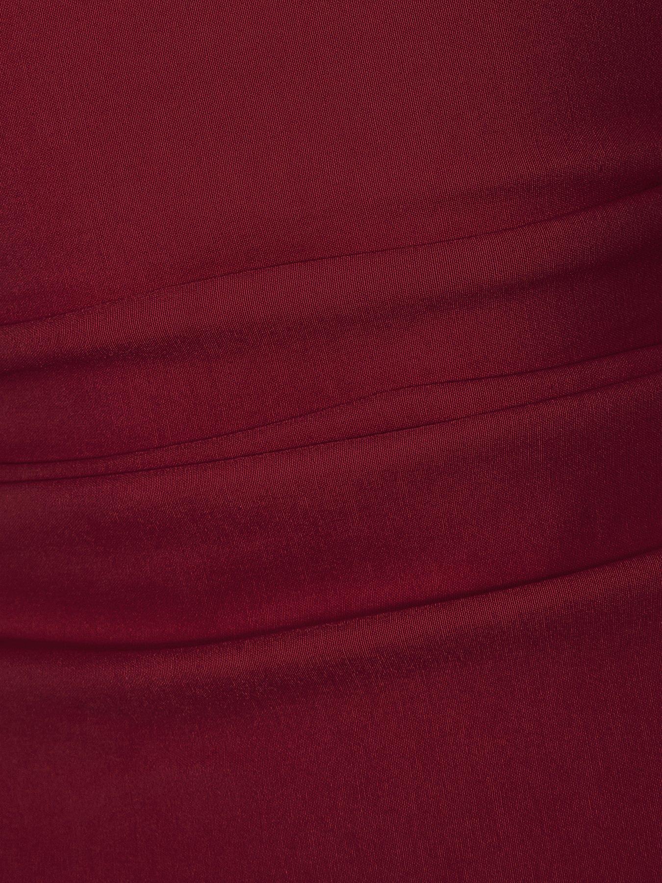 Image 6 of 6 of Quiz Dark Red Bandeau Midi Dress