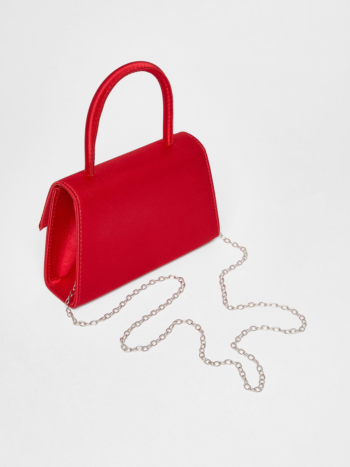 Image 4 of 5 of Quiz Red Bow Trim Top Handle Bag