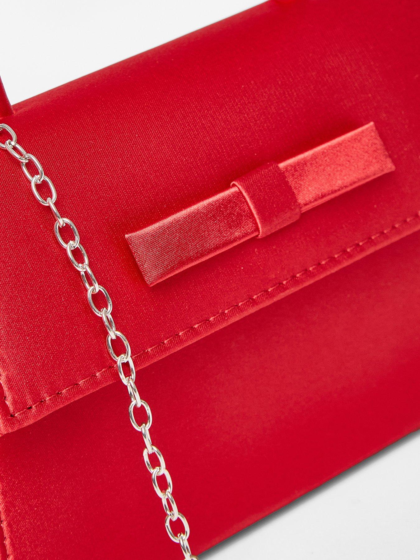 Image 5 of 5 of Quiz Red Bow Trim Top Handle Bag
