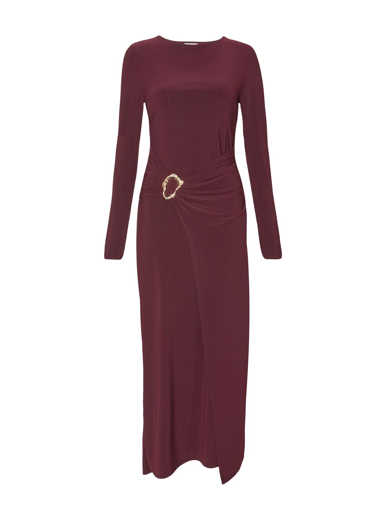 Image 4 of 6 of Quiz Plum Buckle Midaxi Dress
