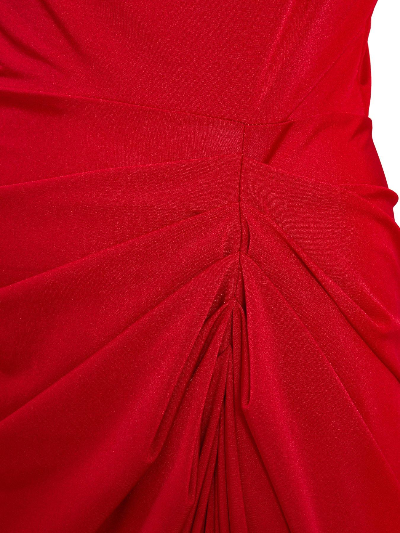 Image 6 of 6 of Quiz Red Cowl Neck Midi Dress