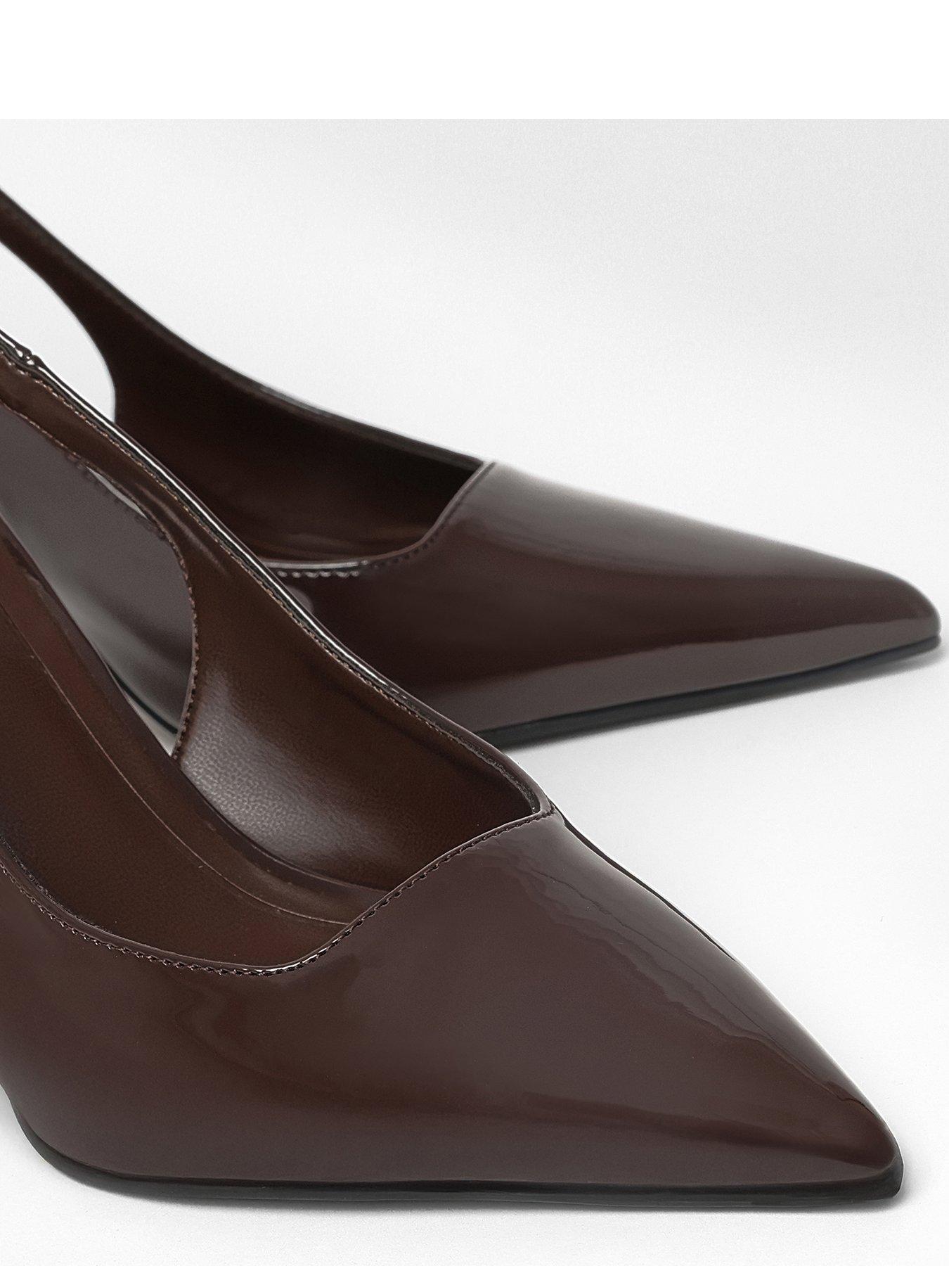Image 4 of 4 of Quiz Brown Patent Sling Back Court Heels