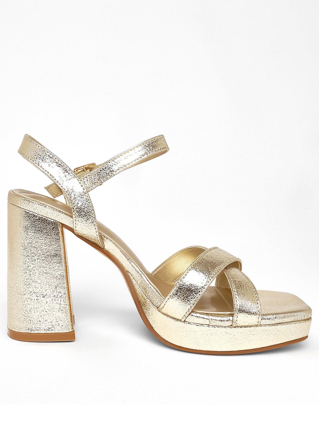 undefined Wide Fit Gold Platform Heels